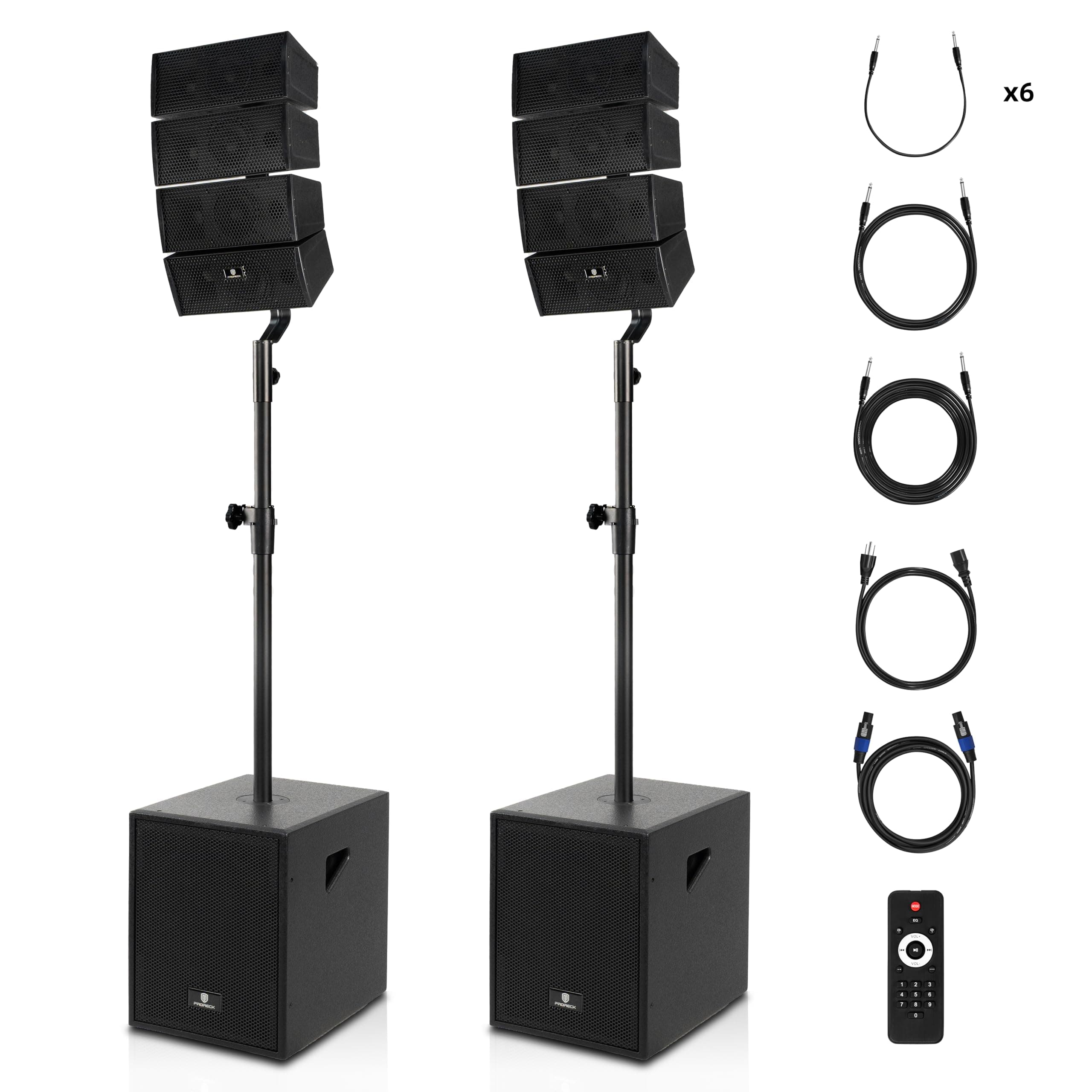 Club 3000 12-Inch 4000w DJ Powered PA Speaker System Combo Set with Bluetooth USB Drive Read Function SD Card Remote Control,Two subwoofers and 8 line Array Speakers Set for Church, DJ, Live