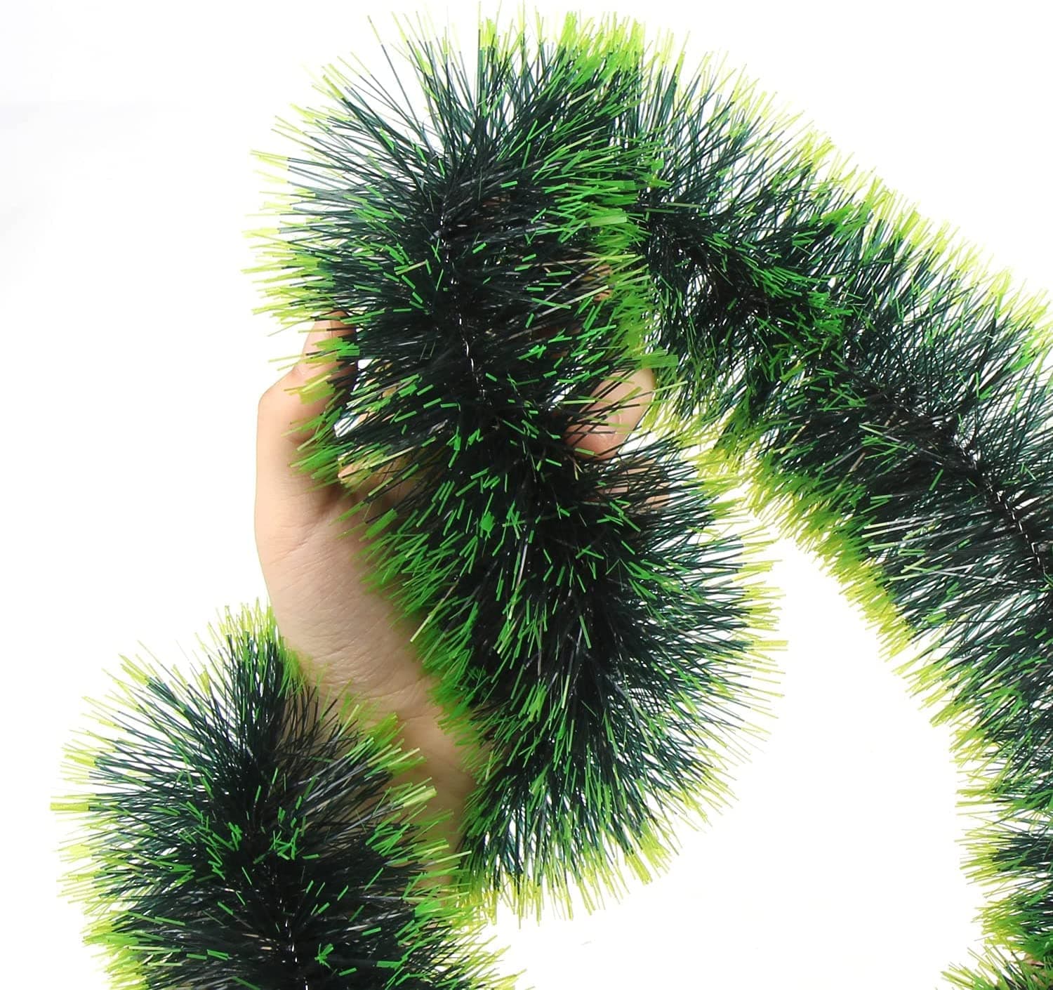 3 pcs Green Garland (Thick & Fluffy) for Christmas Ornaments Home Decoration Artificial Tinsel Garland Green Heavy Xmas Strings, Ribbon for Xmas Christmass and Tree Decoration