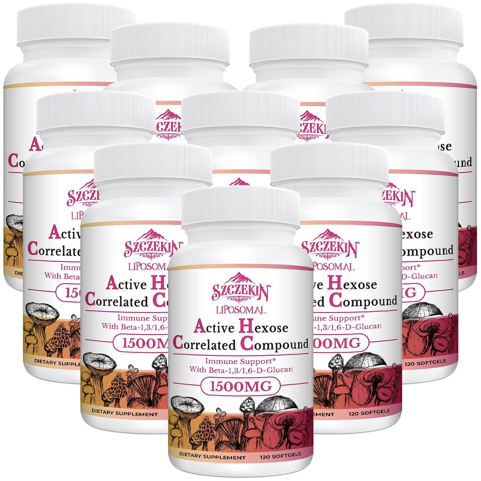 1500mg Liposomal Active Hexose Correlated Supplement,1200 Soft Gels Beta-Glucans with Natural Mushroom Extract, Immune System, Liver Function, Maintain T-Cell & Killer Cell Activity