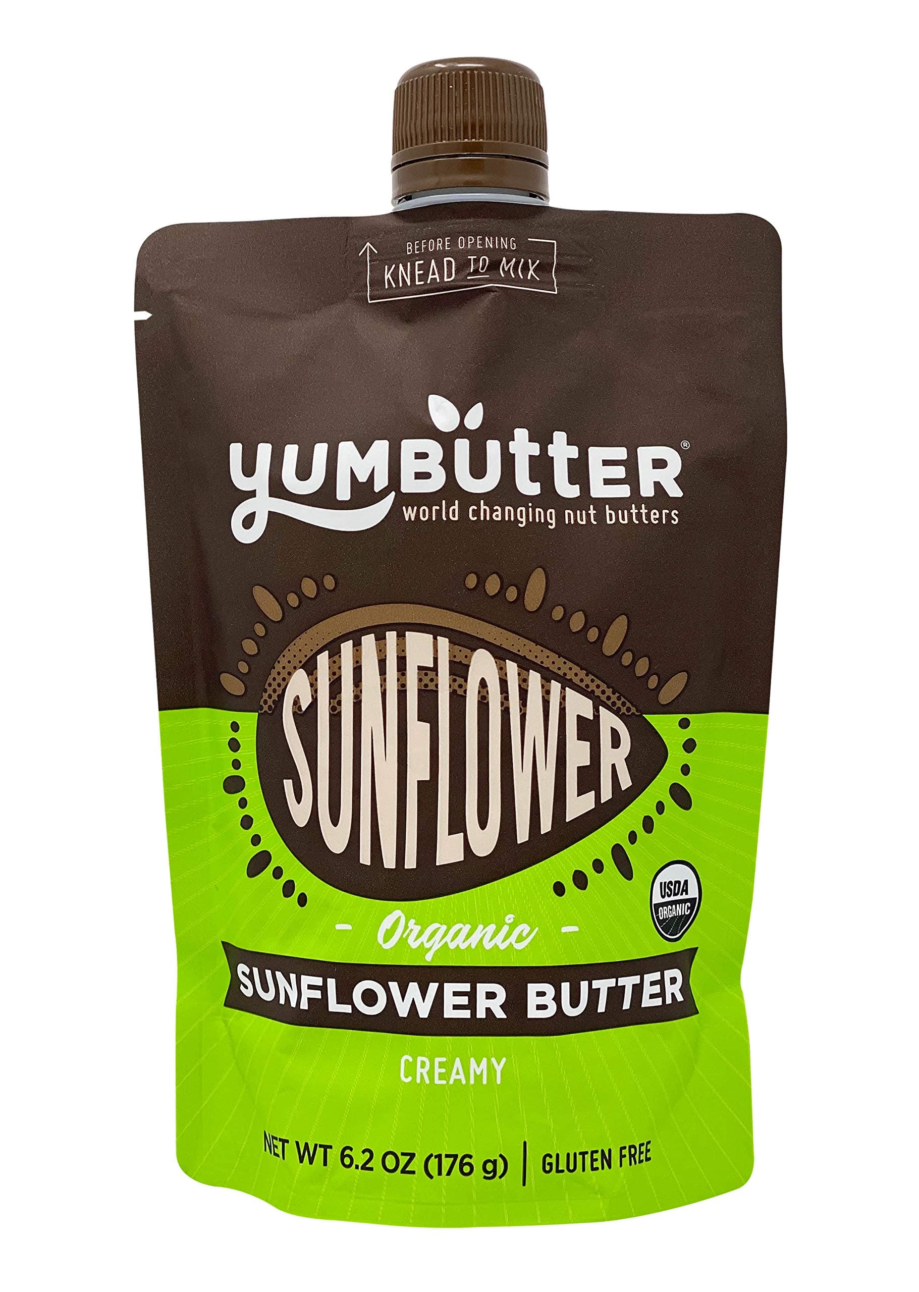 Organic Sunflower Butter by Yumbutter, Creamy Seed Butter, USDA Organic, Gluten Free, Vegan, Non GMO, 6.2oz Pouch