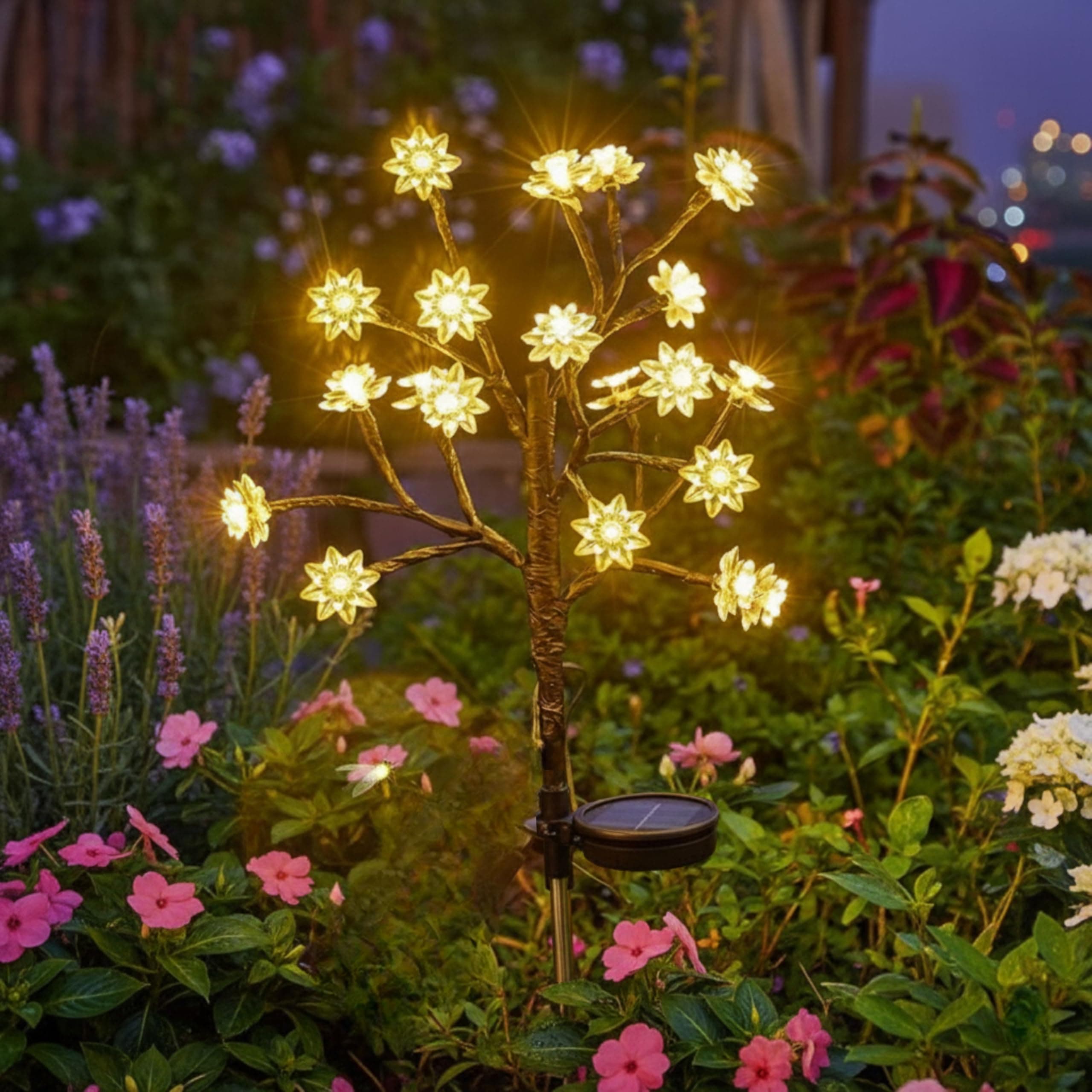 Solar Lights for Garden Outdoor,Waterproof, Decorative Flower,Lamp with 20 Led