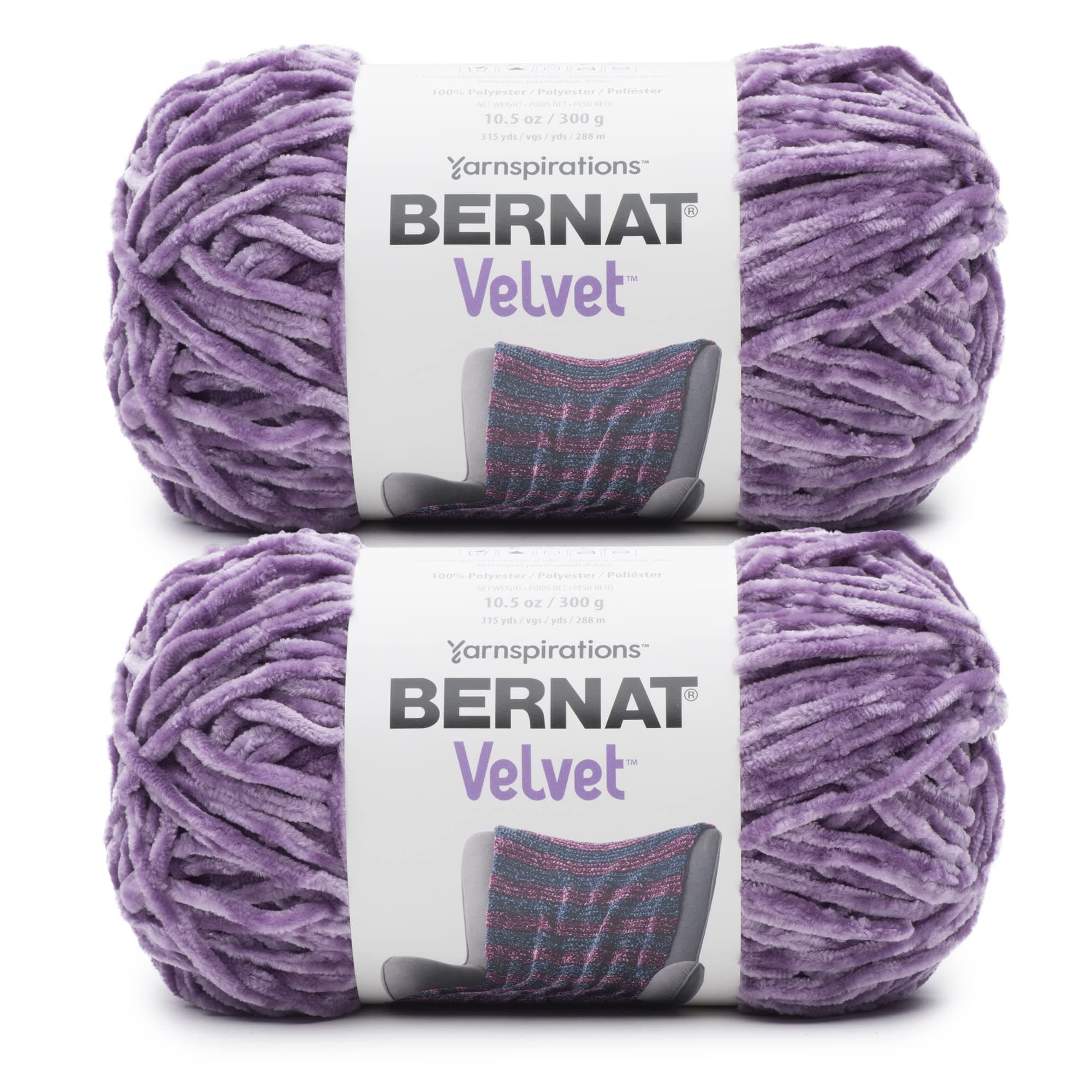 Velvet Gray Orchid Yarn - 2 Pack of 300g/10.5oz - Polyester - 5 Bulky - 315 Yards - Knitting/Crochet