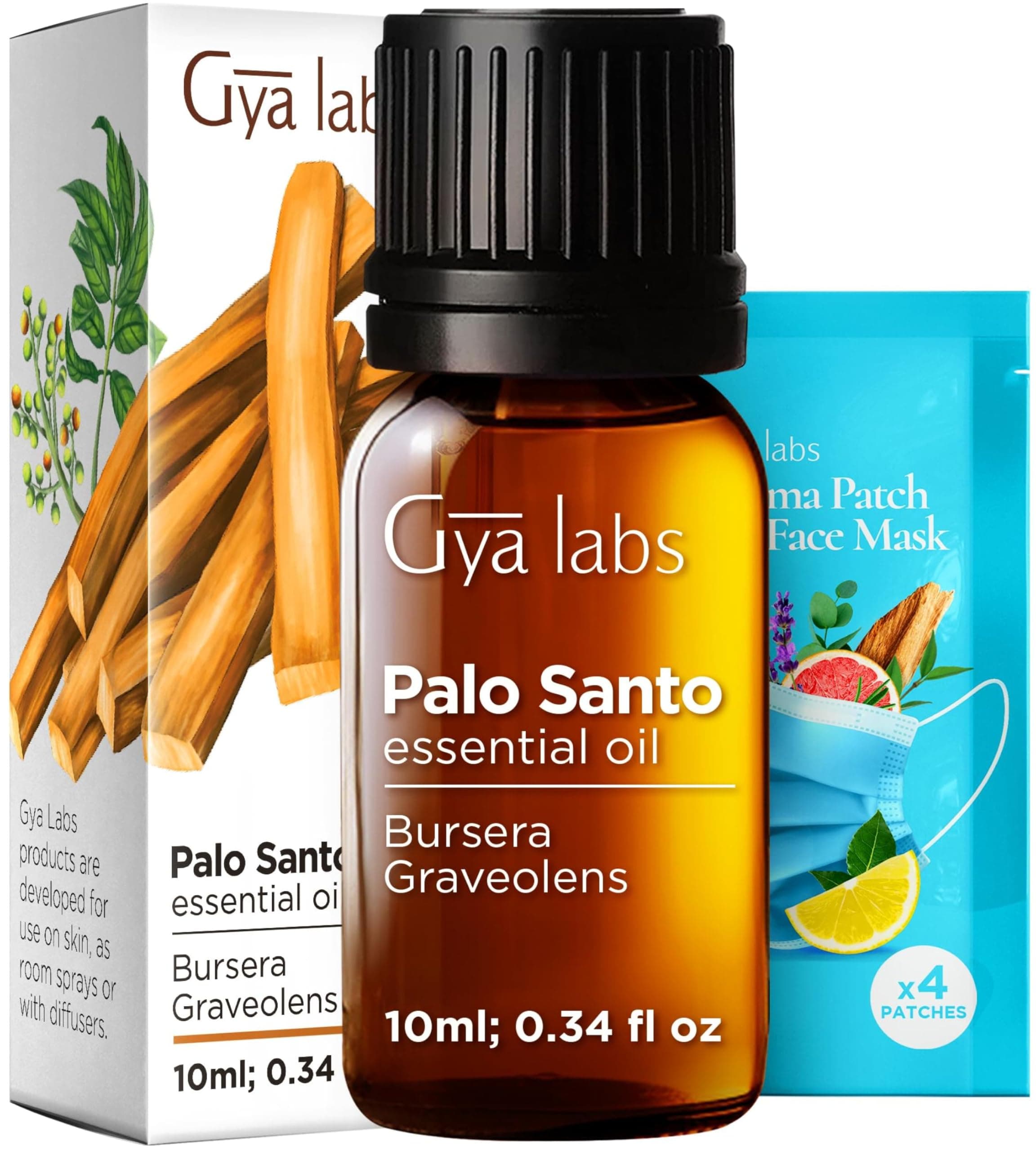 Gya Labs Palo Santo Essential Oil - 0.34 Fl Oz - for Hair, Skin, Diffuser, Aromatherapy & DIY Candle Making Scent