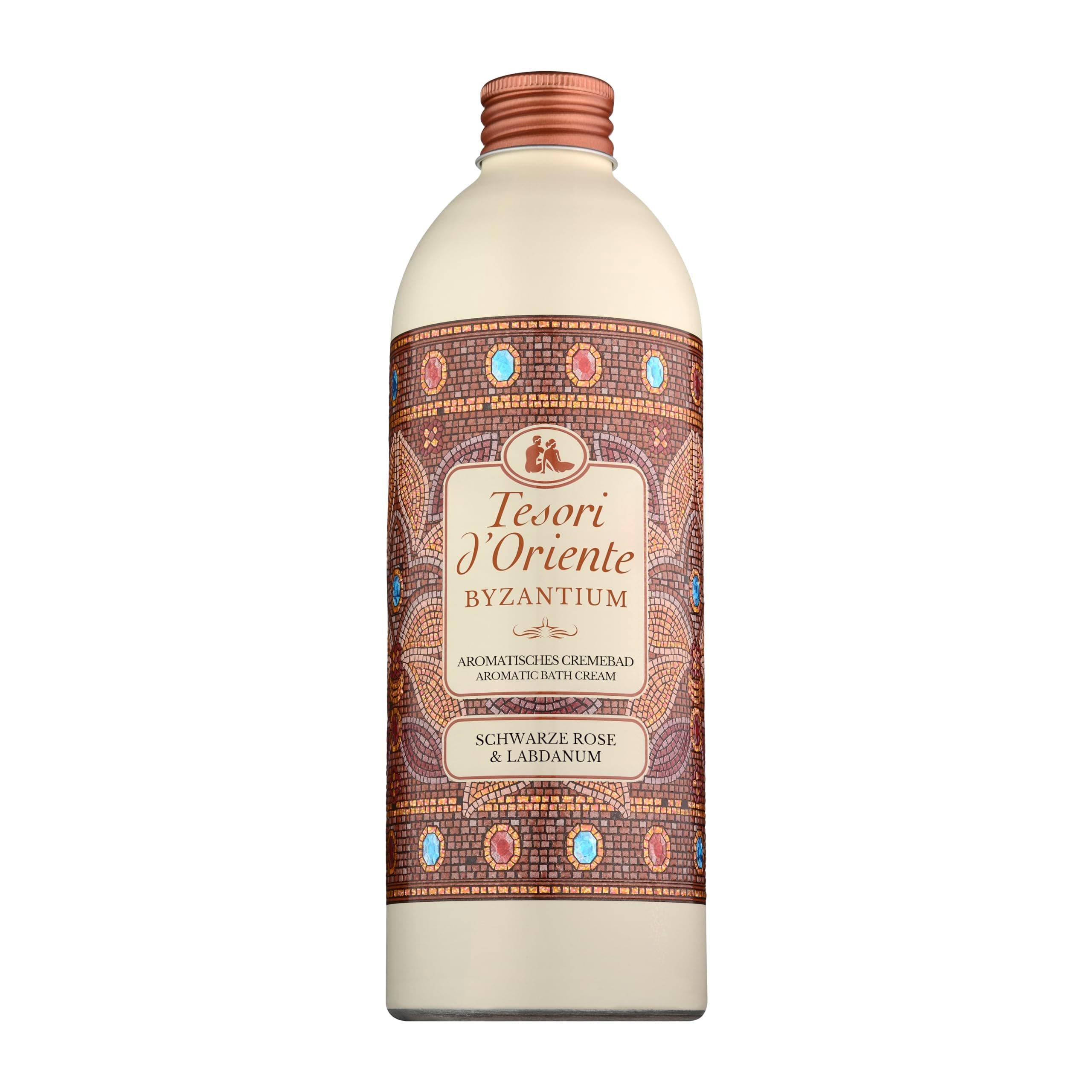 Tesori d'Oriente - Bath Cream Byzantium, Body Wash with Notes of Black Rose and Labdanum, Cleanses the Skin and Gives Nutrition and Hydration, 500 ml