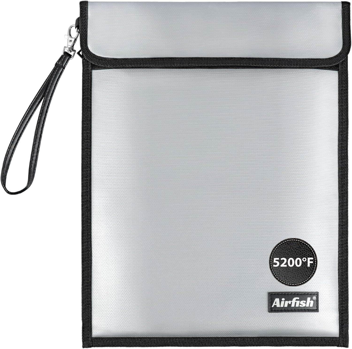 Large Fireproof Document Bag with Waterproof Zipper &Wider Airtight,15"x 11Non-ltchy Silicone Coated Fiberglass Fire and Water Safe Bag for File, Cash,Jewelry and Valuables