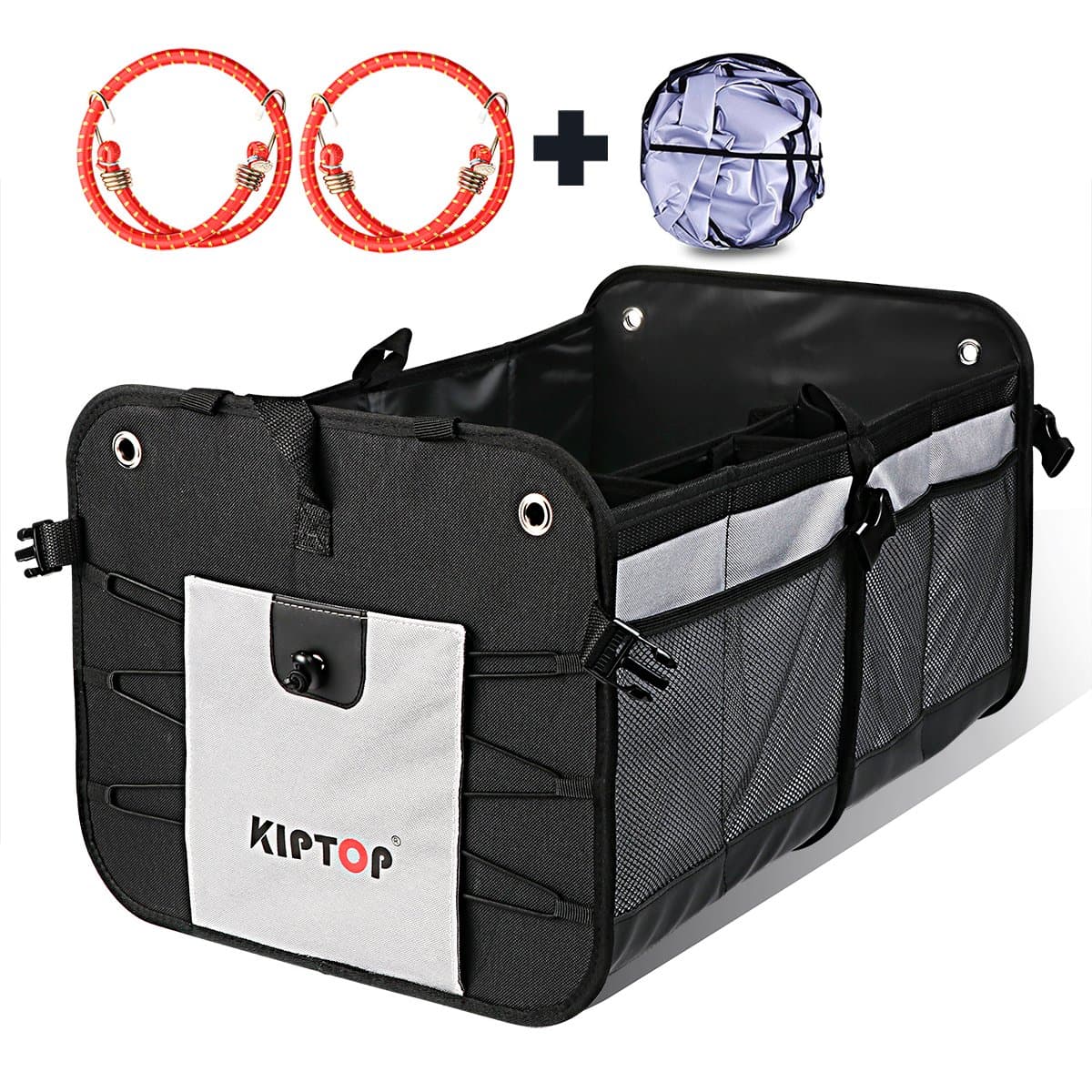 KIPTOP Car Boot Organiser, Foldable Car Storage Trunk Organiser Trash Bag Collapsible Shopping Supermarket Bags Travel Holder (Black)