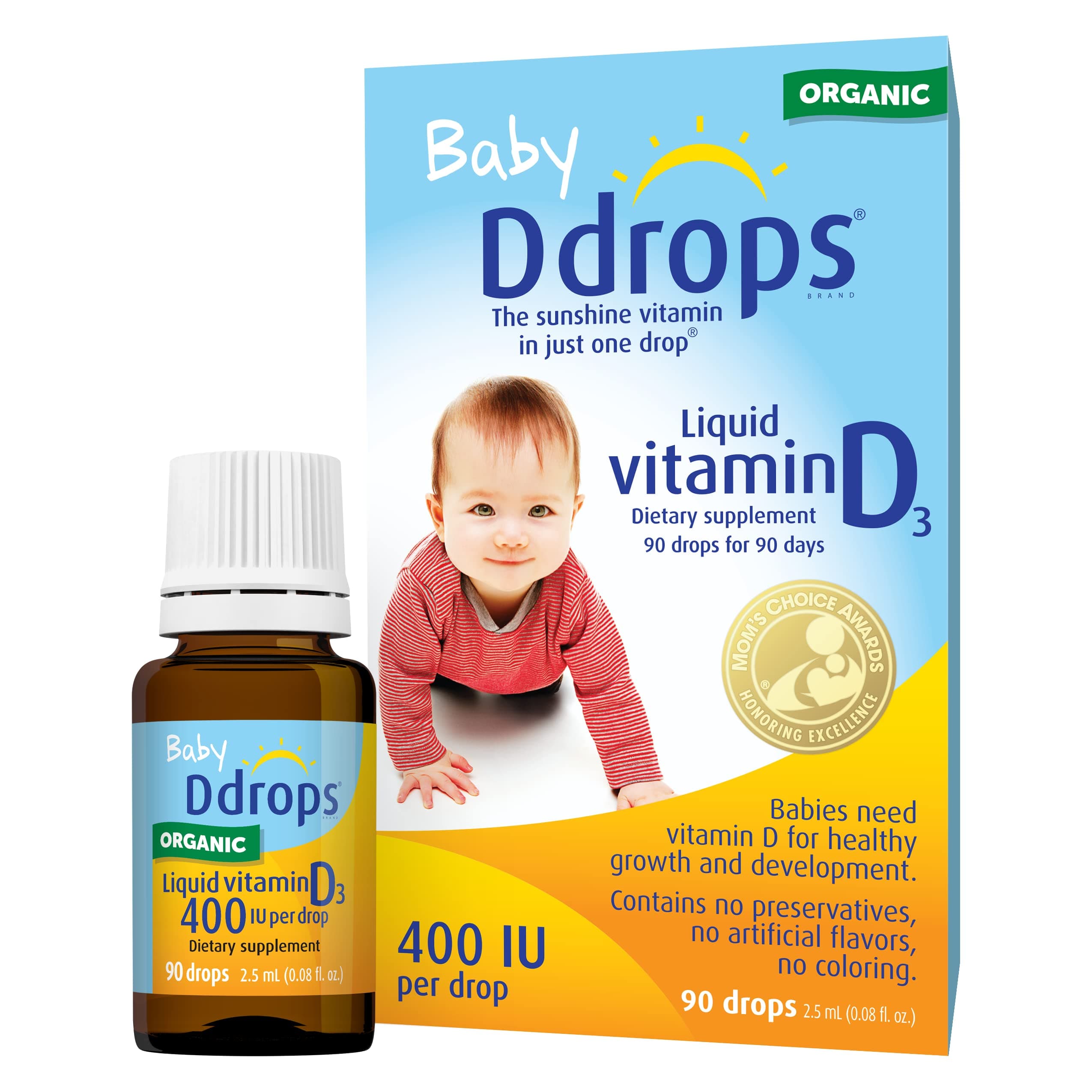 Ddrops, Baby, Liquid Vitamin D3, 400 IU, 0.08 fl oz (2.5 ml), 90 Drops