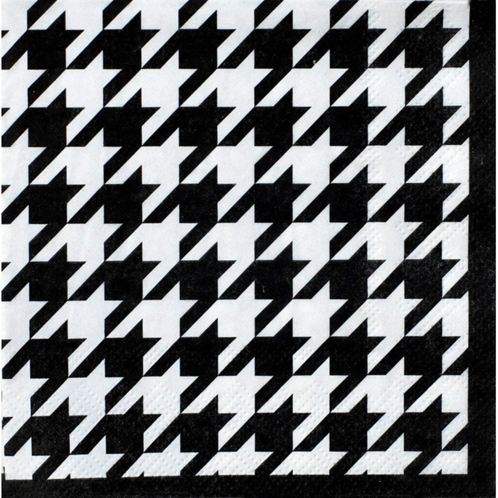 Houndstooth Beverage or Cocktail Napkins (16 Pack, Black and White) Alabama Houndstooth Collection by Havercamp
