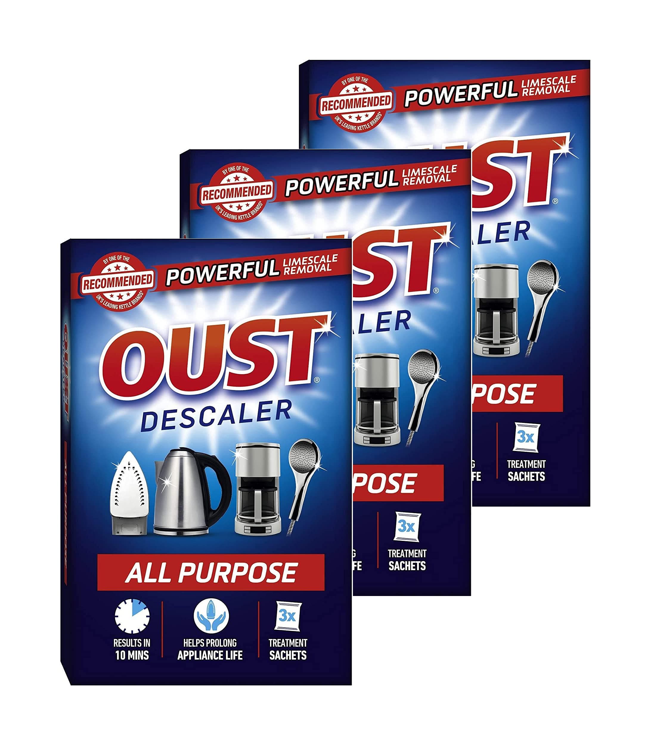 Oust 3 x 3 sachets All Purpose Descaler Cleaner Kettle Iron Household Appliances