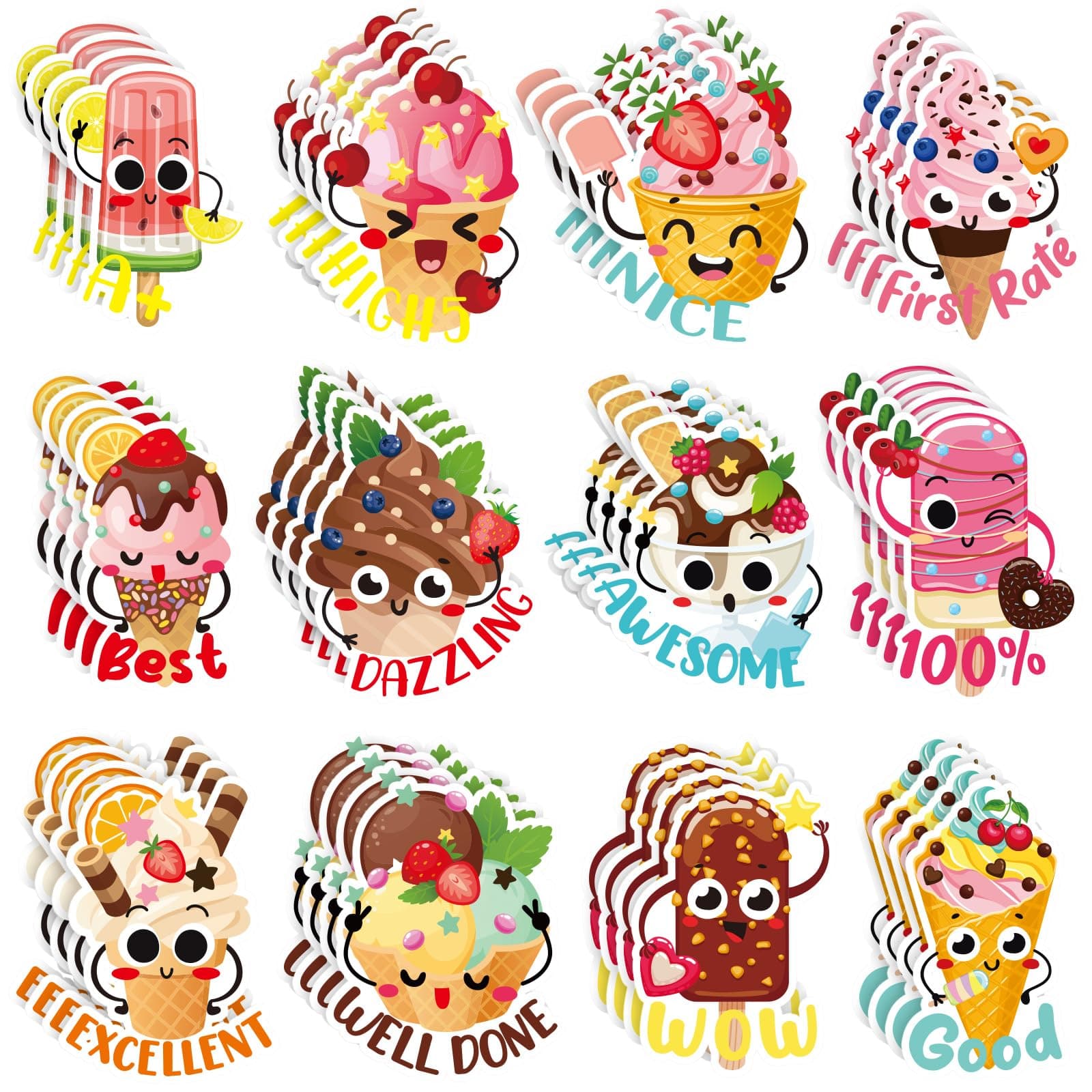 300 Pieces Scratch & Smell Stickers for Children Scented Motivational Stickers Reward Stickers Teacher Stickers Student Classroom Chart Incentive Positive Stickers for School Supplies