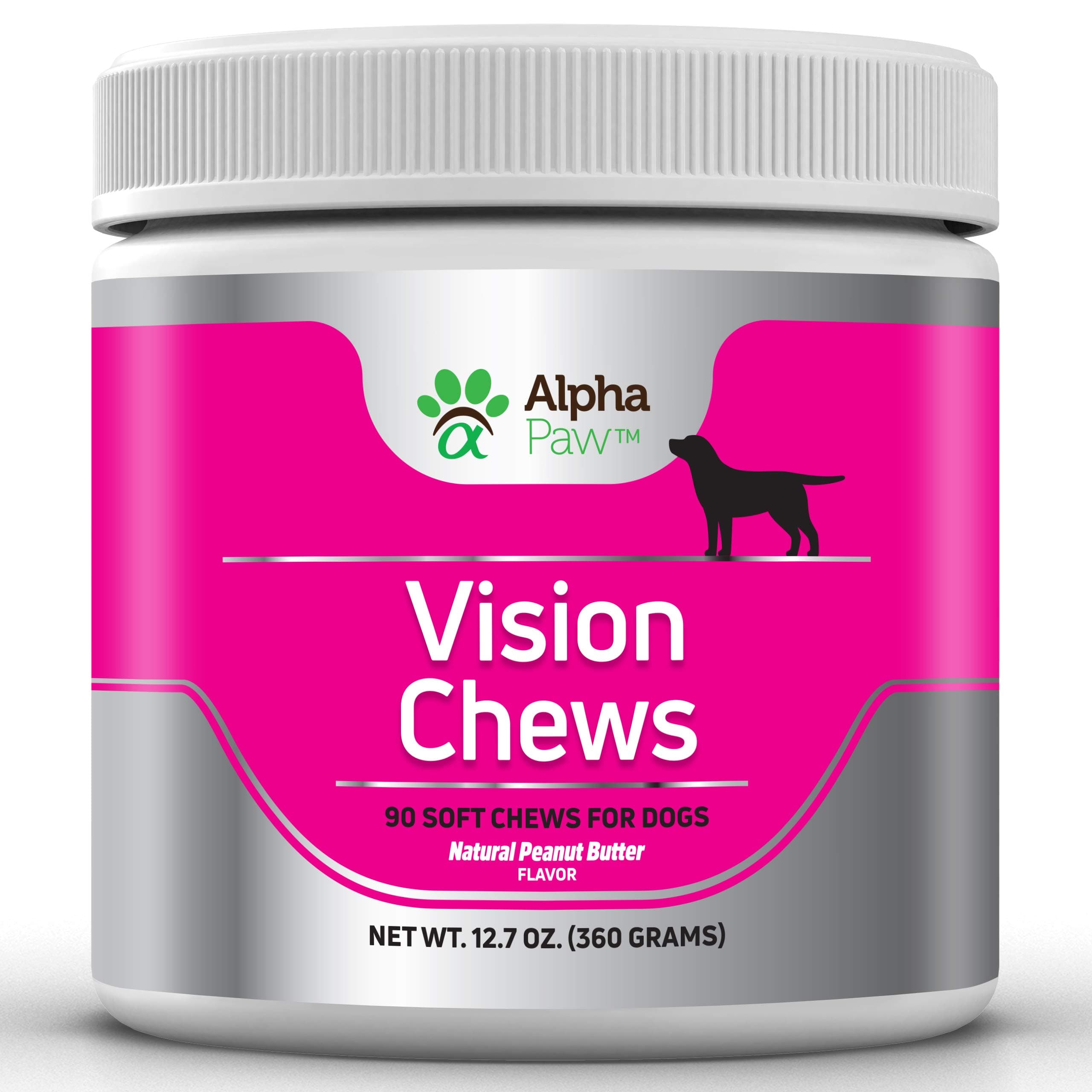 Alpha Paw Vision Supplement for Dogs - Eye Support and Care with Krill Oil, Alpha Lipoic Acid, Grape Seed, Bilberry Antioxidants, Vitamin C, Lutein, Hyaluronic Acid - 360 Grams Approx. 90 Soft Chews