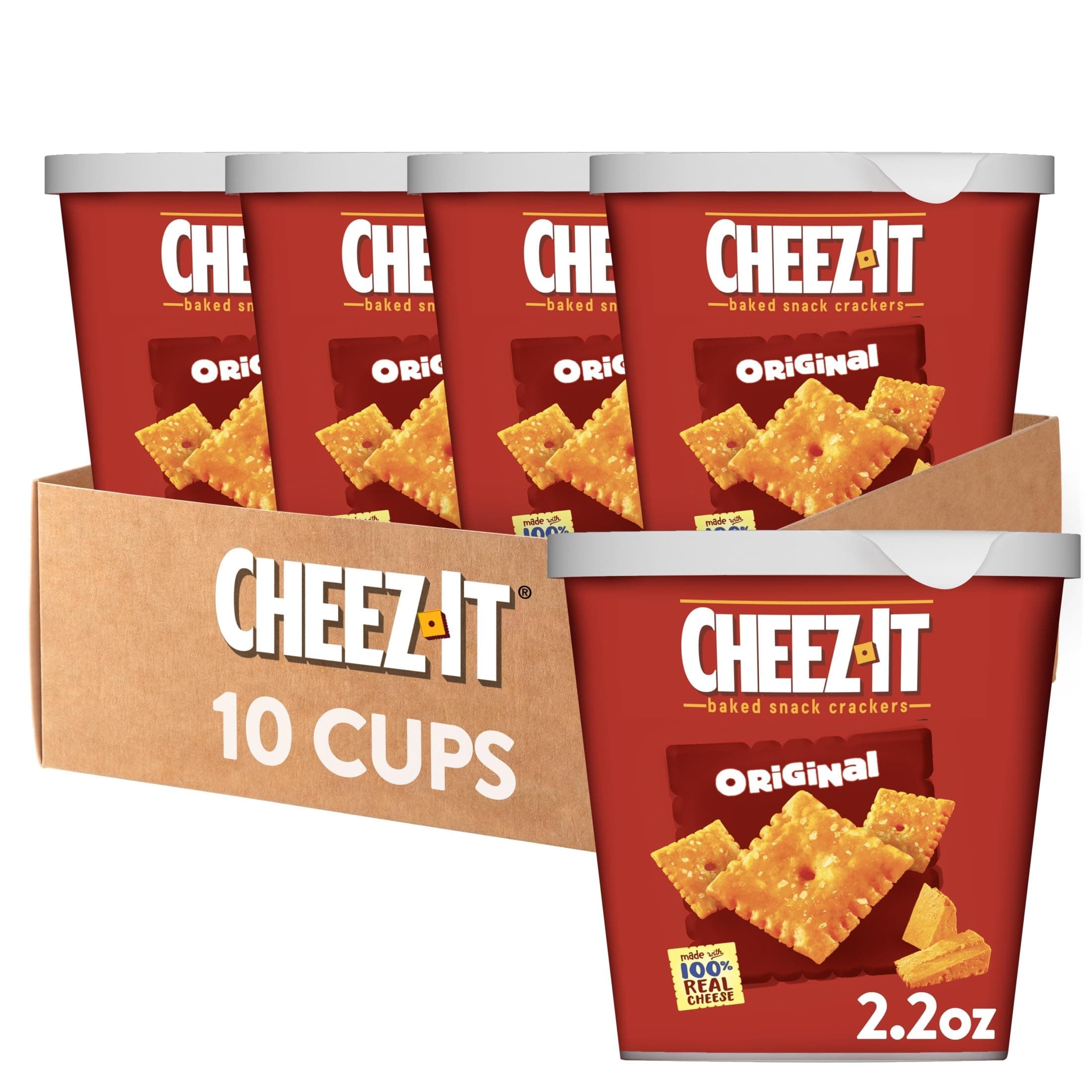 Cheese Crackers, Baked Snack Crackers, Office and Kids Snacks, Original, 22oz Case (10 Cups)