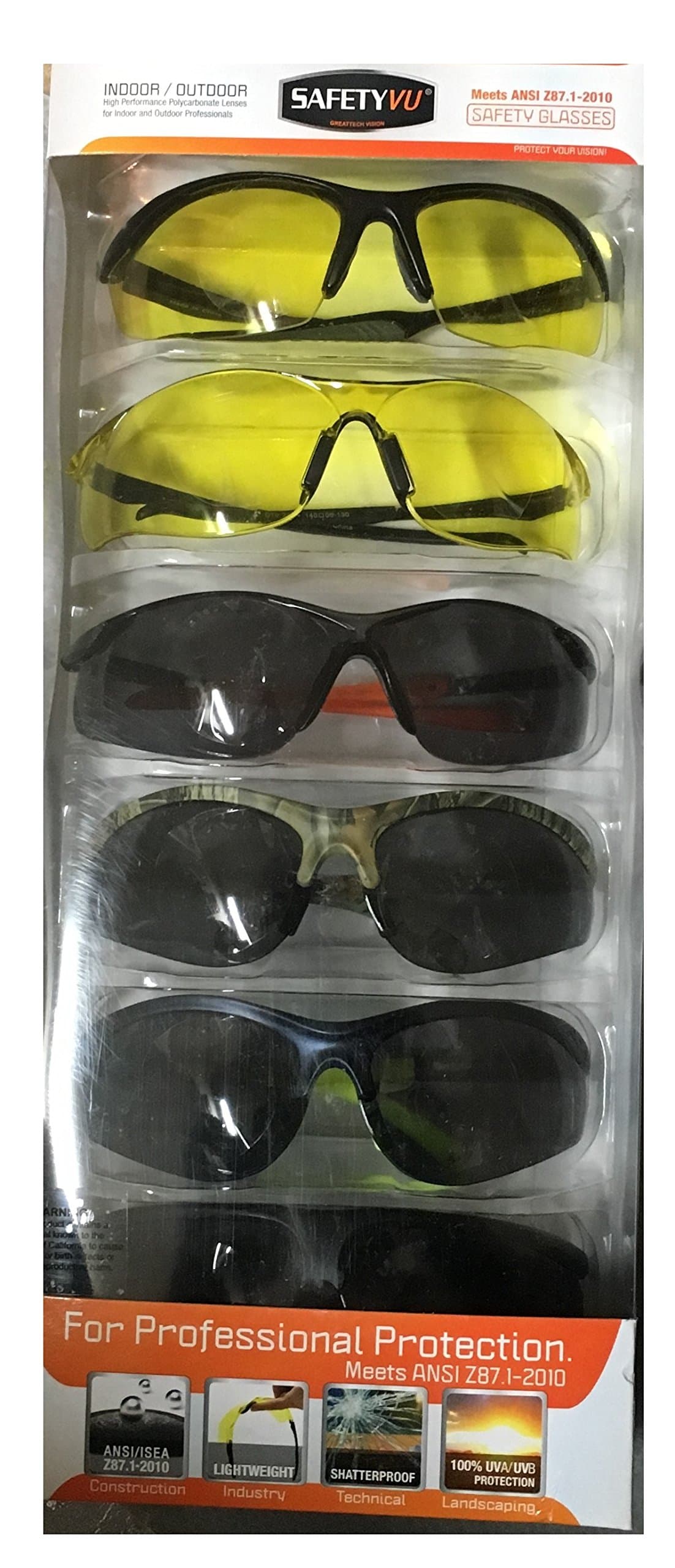 Indoor/Outdoor Safety Glasses High Mass & High Velocity Impact Protection
