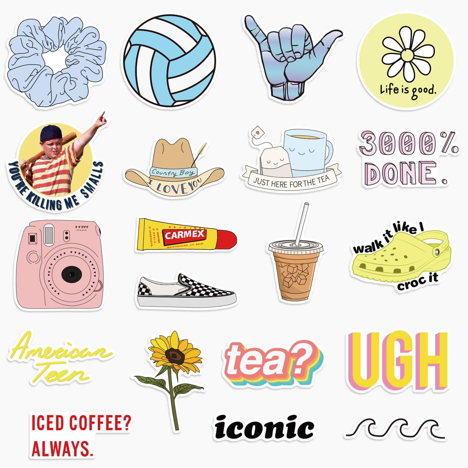 20 Cute Funny VSCO Girl Stickers for Water Bottles,Laptops Big
