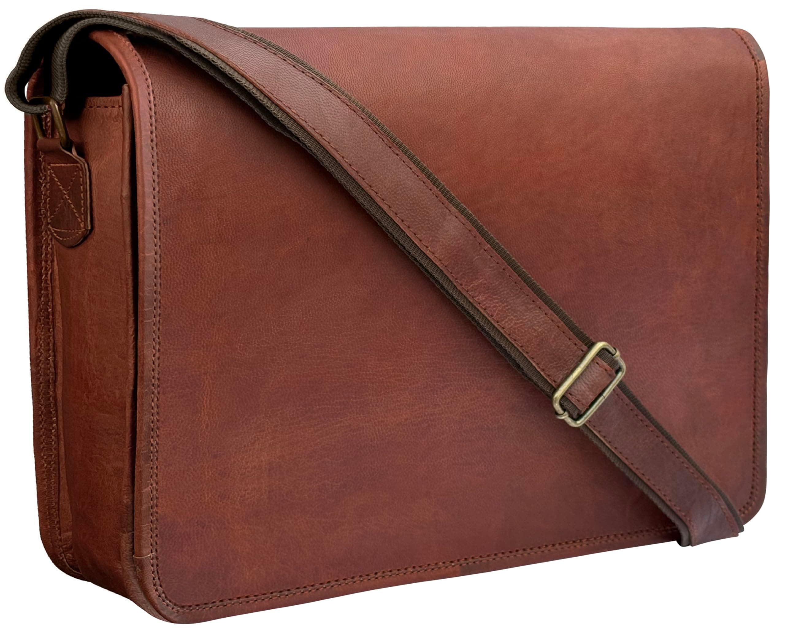 Rustic Town 15 inch Vintage Crossbody Genuine Leather Laptop Messenger Bag