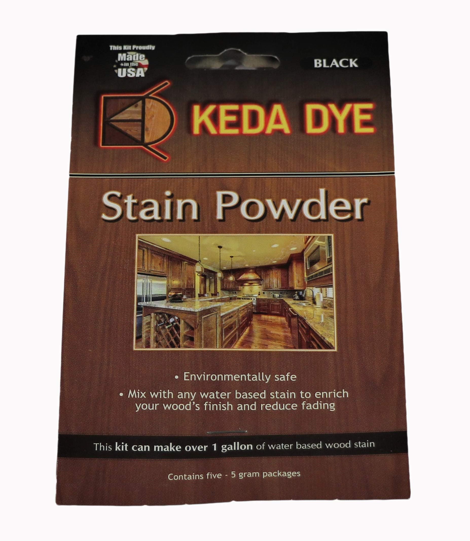 Black Dye - Keda Powder Wood Dye 25 Grams Makes 1 Gallon Black Stain Color