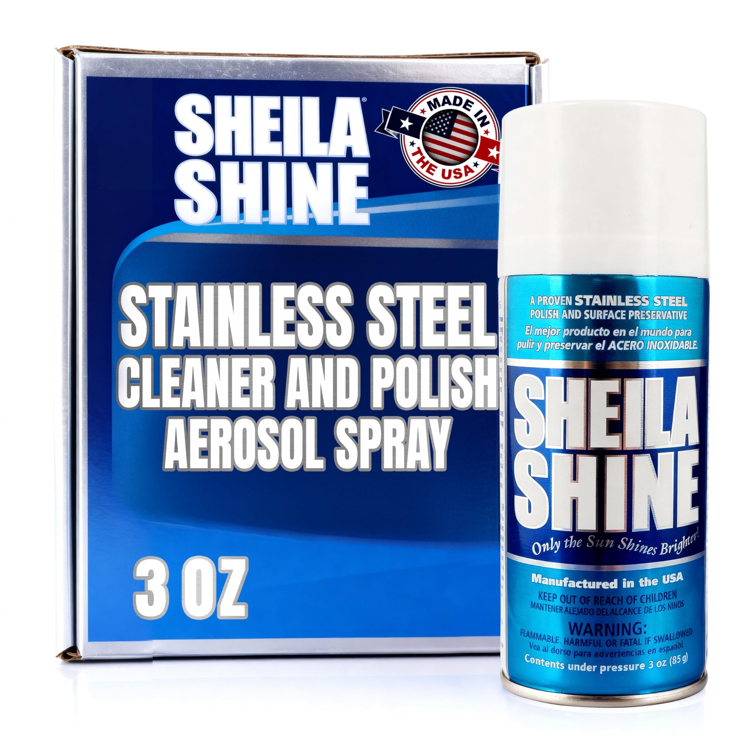 Sheila Shine 3oz Stainless Steel Cleaner and Polish - Cleans, Polishes & Protects Kitchen Appliances, Refrigerators, Sinks, Ovens & Grills - Stainless Cleaner Spray for Residue & Streak Free Shine