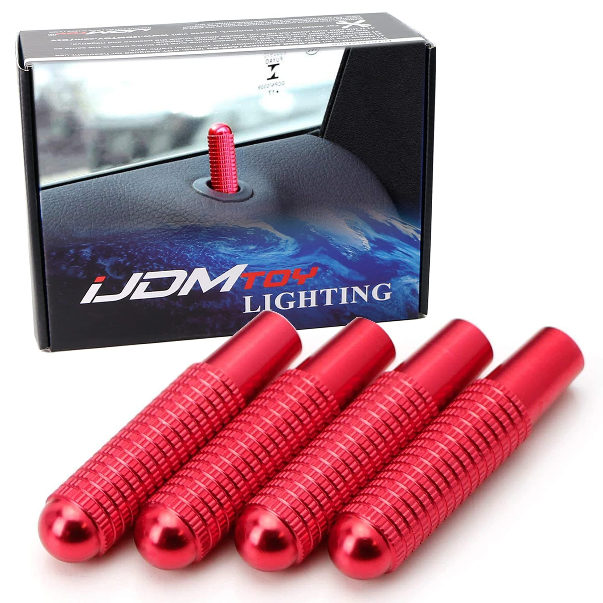 iJDMTOY 4pcs Red Aluminum Bolt-On Replace Door Lock Knobs Compatible with Mercedes CLA GLA Class (W117 C117 X156)