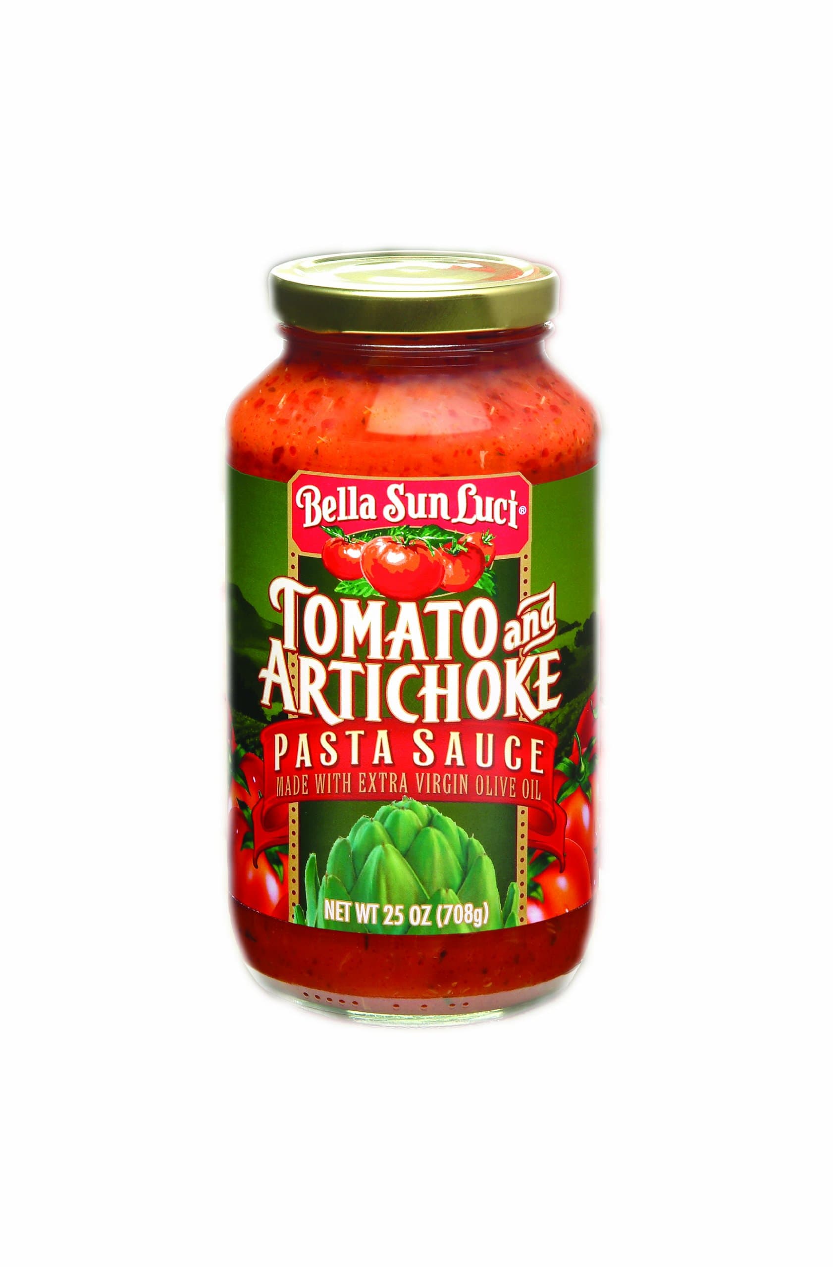 Tomato & Artichoke Pasta Sauce, 25 Oz Glass Jar, Authentic Italian Mediterranean Tomato Artichoke Marinara with Extra Virgin Olive Oil, Vegan, Gluten‑Free, Kosher, Premium Pasta Sauce