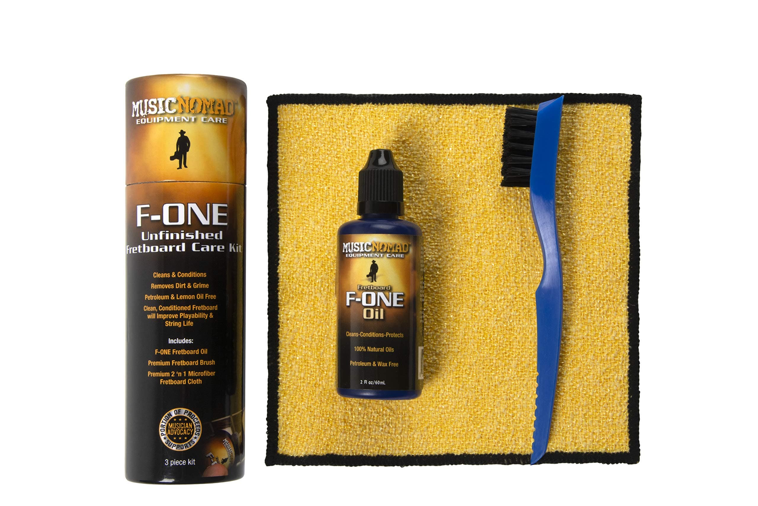 F-ONE Unfinished Fretboard Care Kit - Oil, Cloth, Brush (MN125)