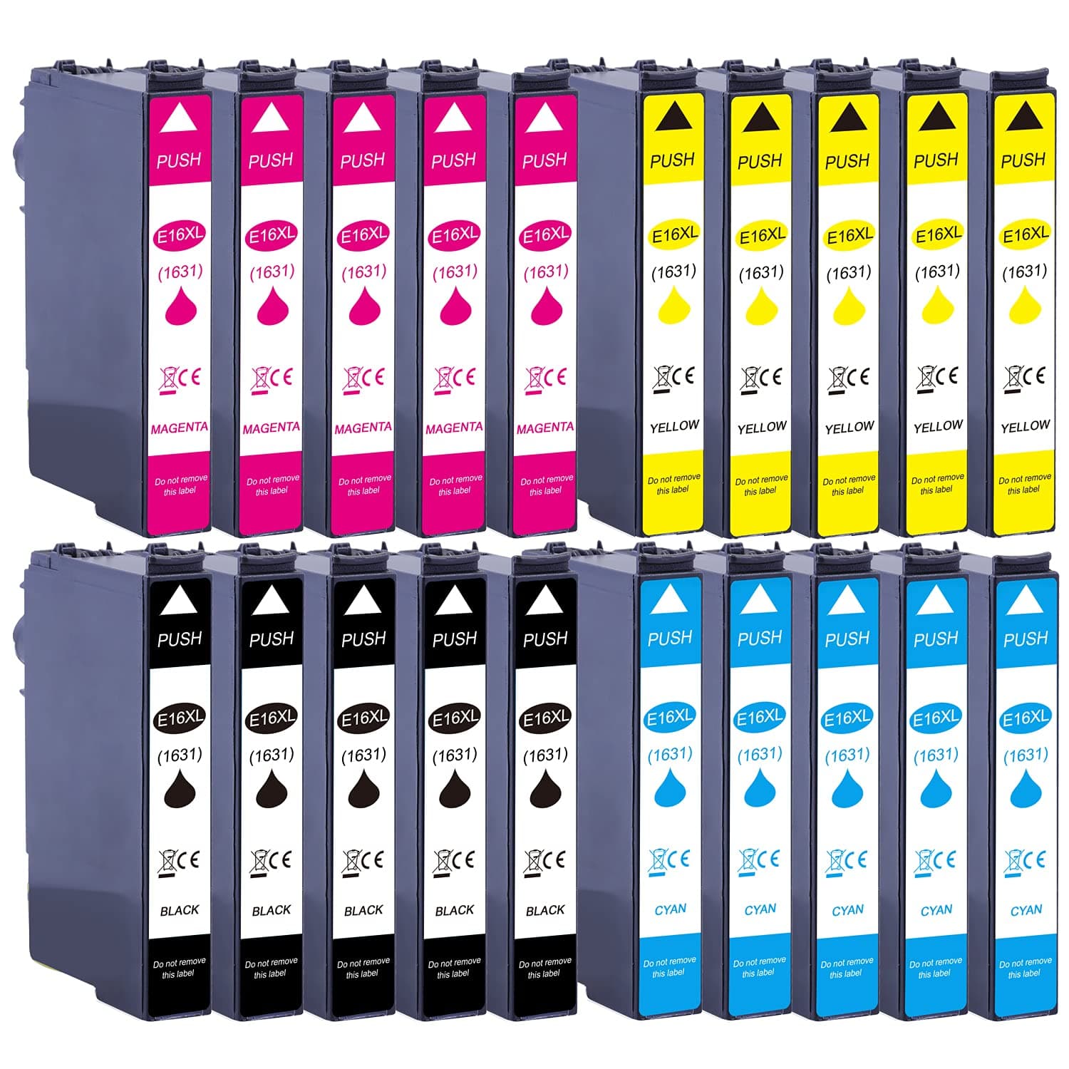 20 XL printer cartridge black, cyan, magenta, yellow to replace Epson T1631 T1632 T1633 T1634 Nr.16 Nr.16XL geeignet e.g. for Epson WorkForce WF-2010, WF-2510, WF-2520, WF-2530, WF-2540, WF-2630, WF-2650, WF-2660, WF-2750, WF-2760