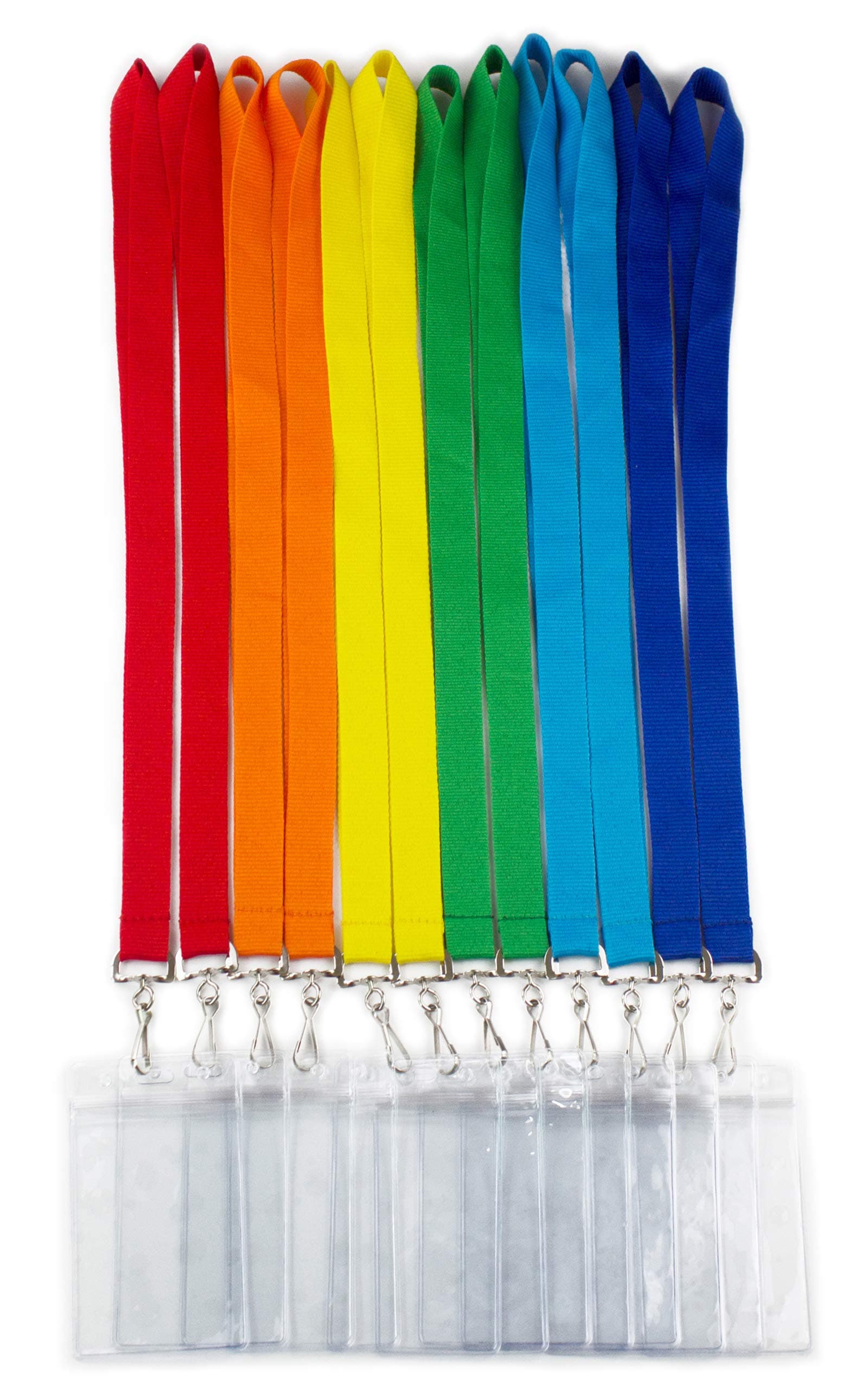 12 Pack Cruise Lanyard with Waterproof ID Card Holder, Colorful Solid Color Durable Lanyard with Badge ID Holder for Badge Card and Carnival Sail (Assorted Rainbow 6 Colors, 12 Pack)