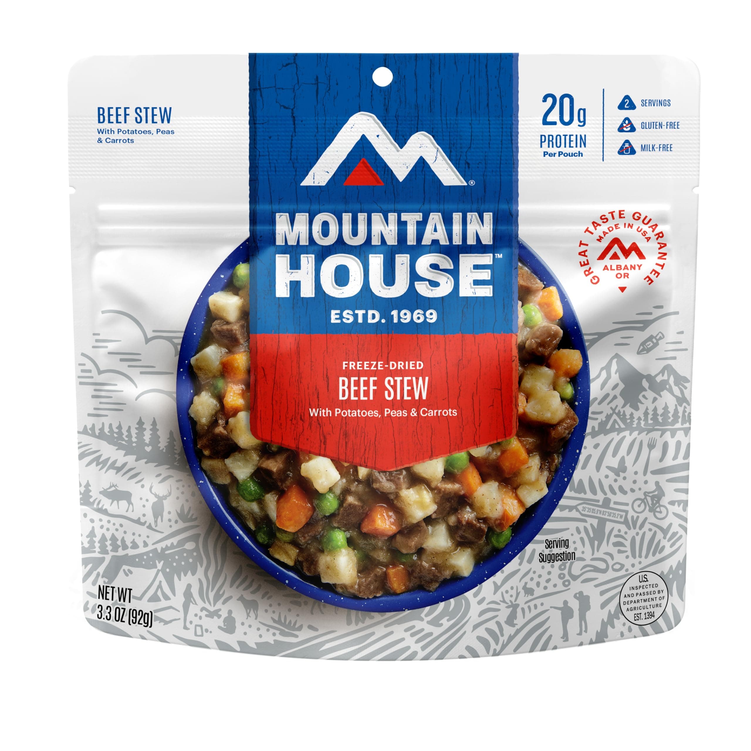 Mountain House Beef Stew | Freeze Dried Backpacking & Camping Food | 2 Servings | Gluten-Free