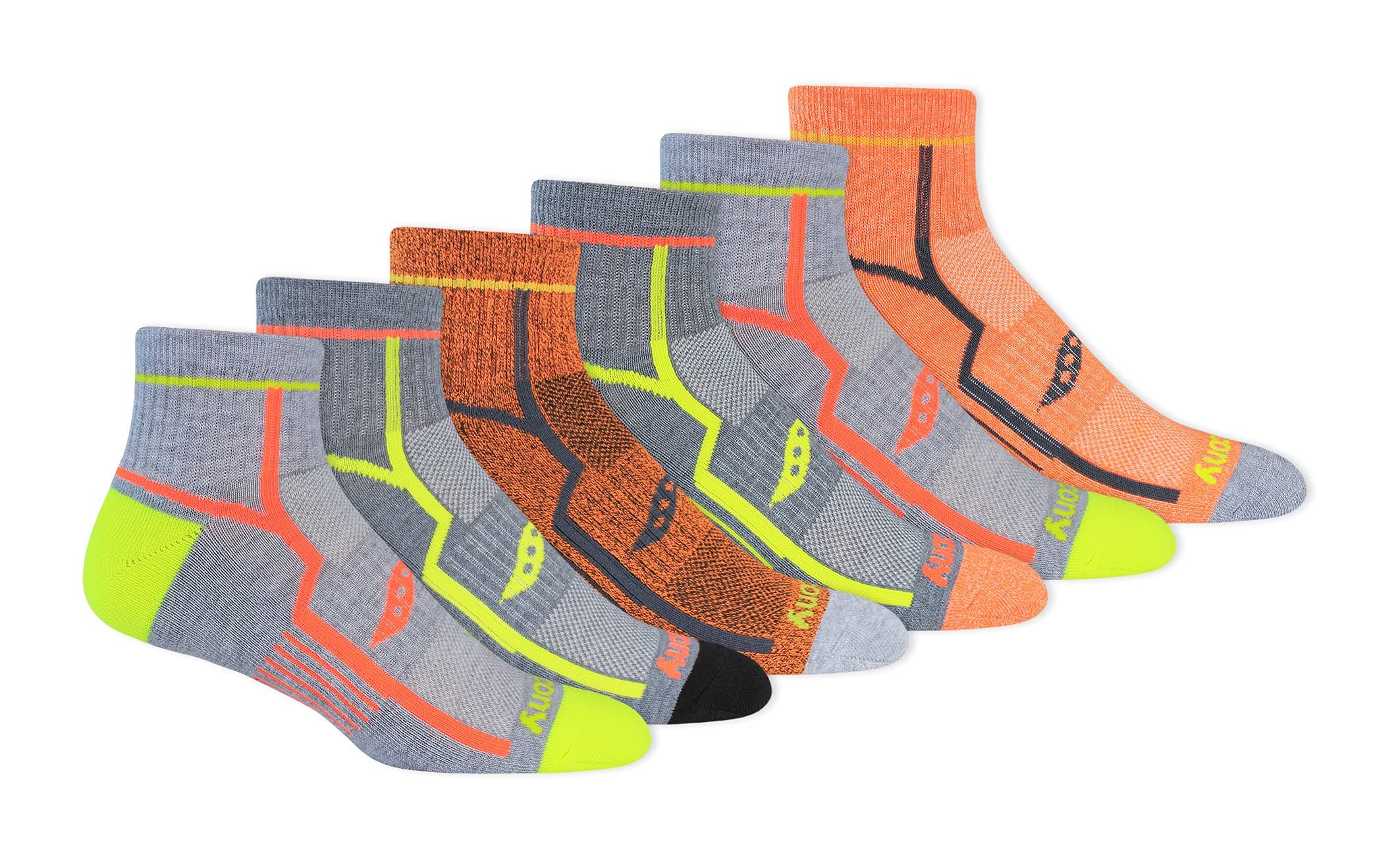 mens Saucony Men's Multi-Pack Performance Comfort Fit Quarter Socks Running Socks (pack of 6)