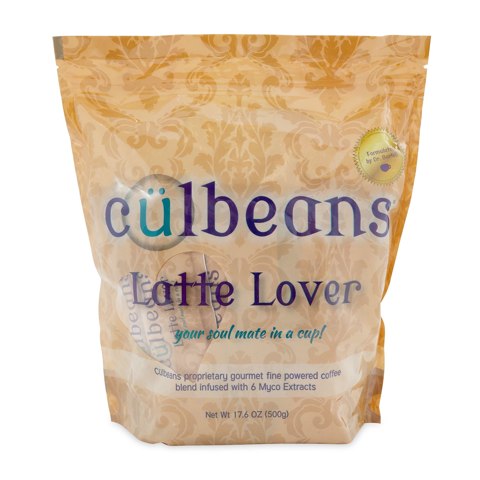 Latte Coffee Blend with six Organic Mushrooms, Instant Ground Latte Coffee for Travel, Camping, or Commuting, Arabica Blend (Latte Lover)