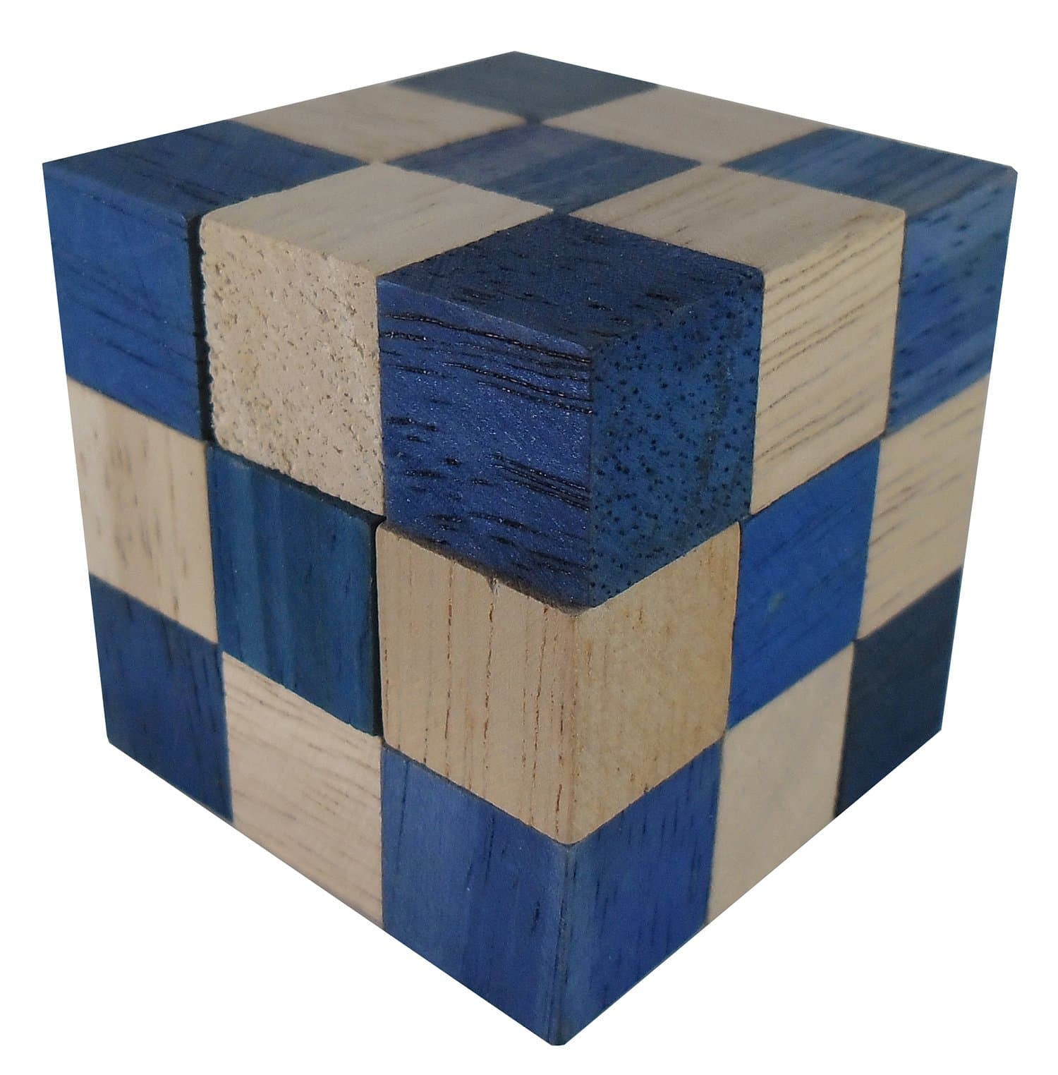 Asian Handmade Wooden Puzzles Game Snake Cubic Blue Tone Color From Thailand by ThaiLanNa Shop