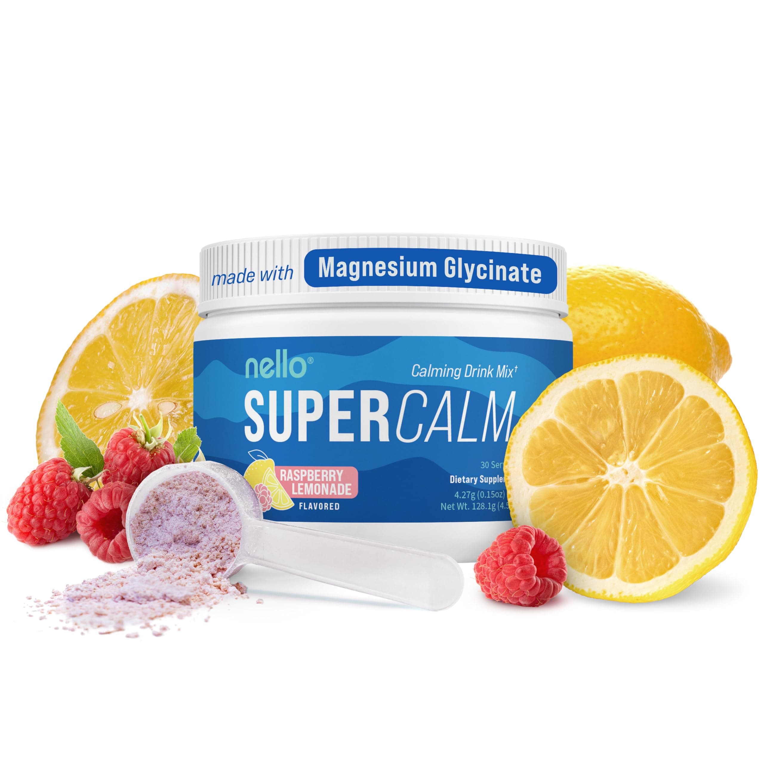 - Nello Supercalm Powdered Drink Mix Tub, Cortisol Reducer*, Sleep Aid Supplement, L Theanine, Ksm-66 Ashwagandha, Magnesium Glycinate, Vitamin D 3, No Sugar, Non GMO, 30 Ct, Raspberry Lemonade