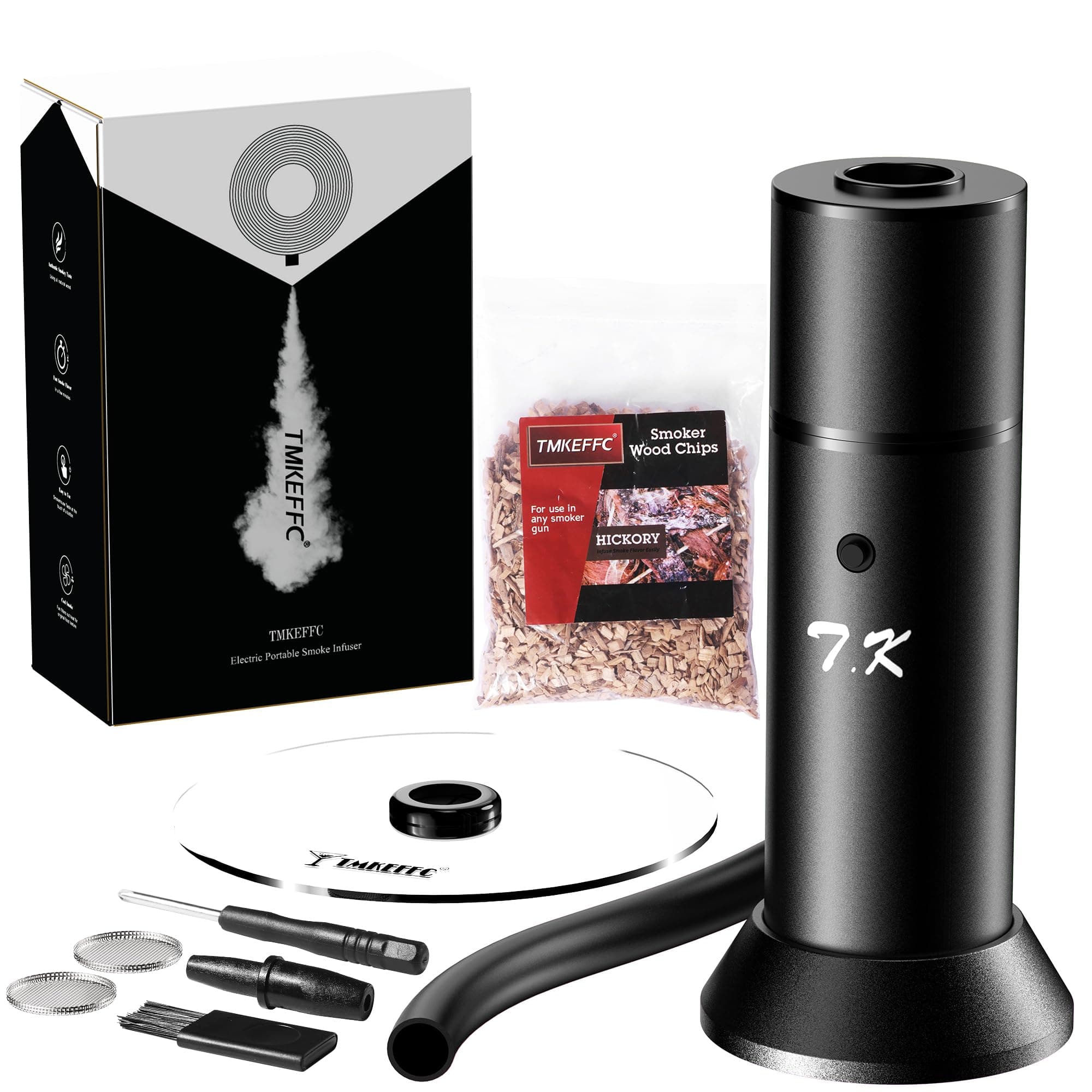 Portable Food Smoker (Black, New Upgrade) - Real Wood Chips Smoke Infuser for Sous Vide, Steak, Salmon, Cocktails
