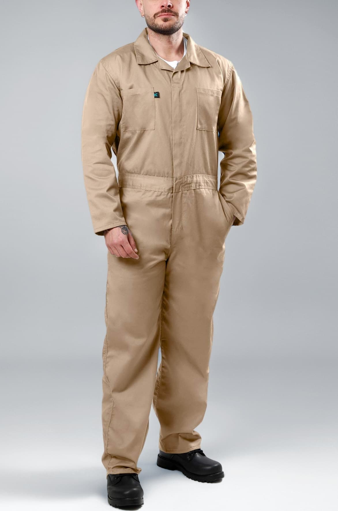 Kolossus Deluxe Long Sleeve Cotton Blend Coverall with Multi Pockets and Antistatic Zipper