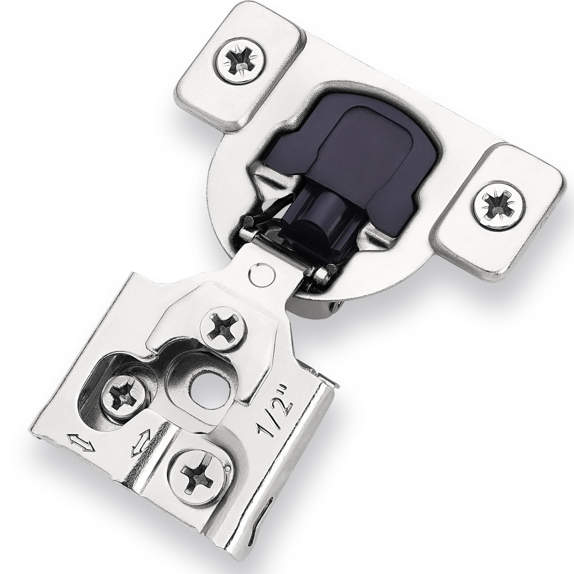 Decobasics 60 Pack Soft Close Cabinet Hinges – 1/2" Overlay for Kitchen Cabinet Doors, Slow Self-Closing Concealed Hidden Hinges for Face Frame –Stainless Steel, 3-Way Adjustable & Quiet Close Damper