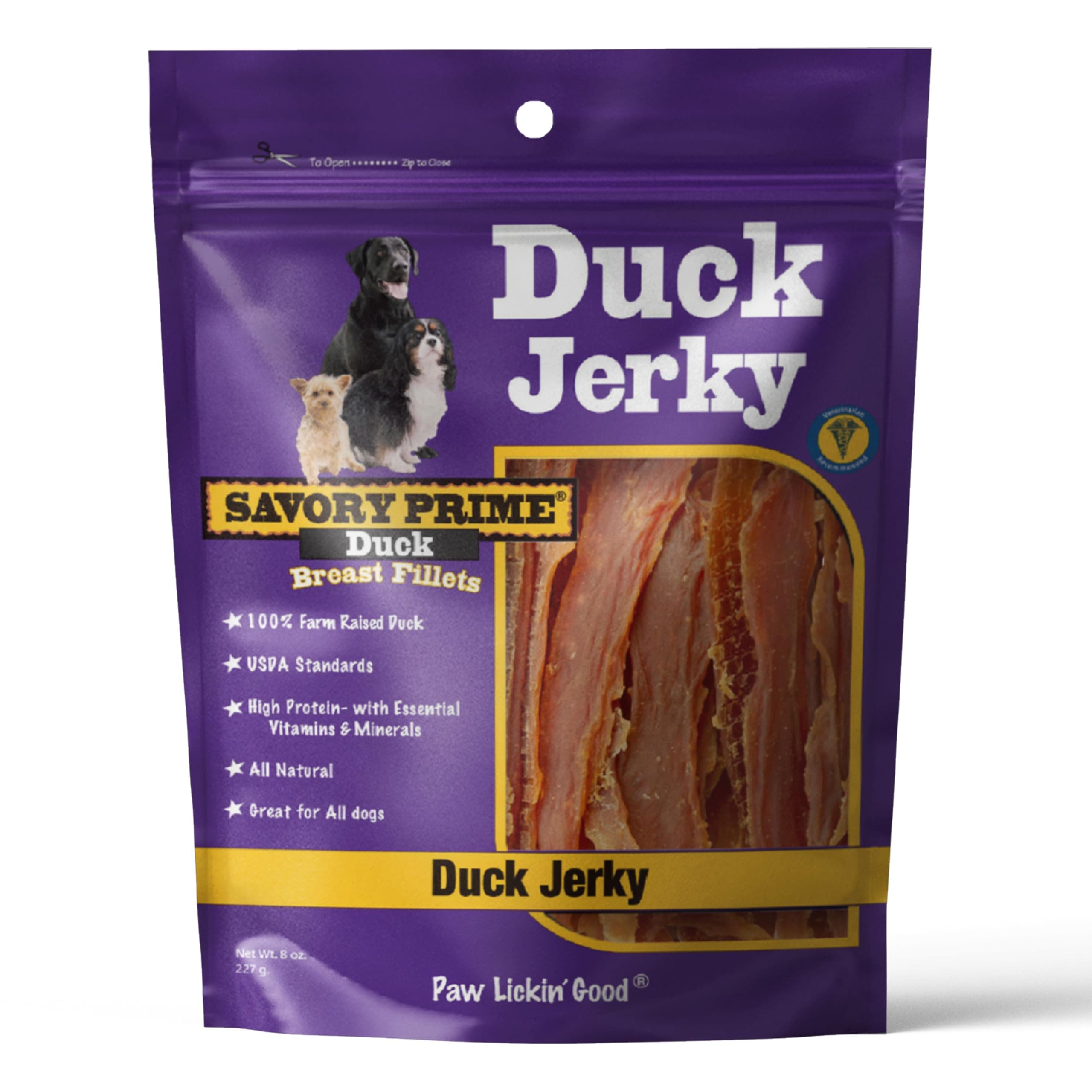 Duck Jerky Dog Treats, Made with 100% Real Duck Breast, Farm Raised, Healthy, Easily Digestible, High Protein, Satisfies Dog's Urge to Chew, 8 Ounce (Pack of 1)