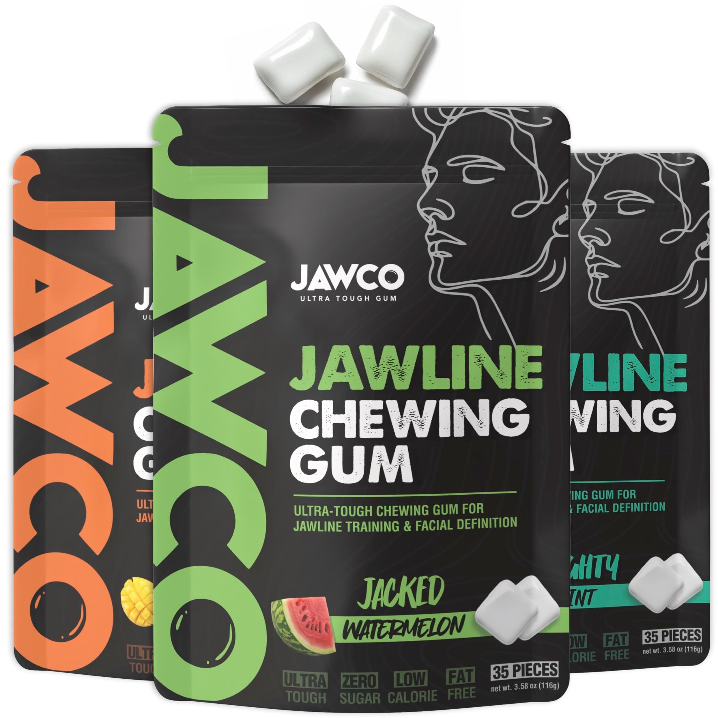 Ultra-tough Jawline Chewing Gum Variety 3-Pack | Get a Stronger, Squarer Jawline | Jaw Training Hard Gum | Chisel, Sculpt, Tone your Jaw | 15X Hardness | Facial Fitness Mewing Gum (Variety 3