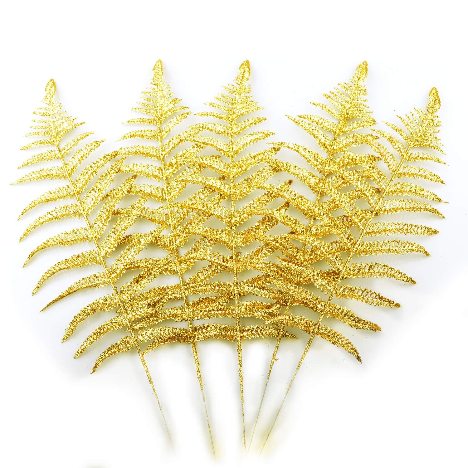 GL-Turelifes 10 Pcs Christmas Artificial Glitter Leaves Christmas Trees Leave Ornaments Home Wedding Party Decoration (Gold)