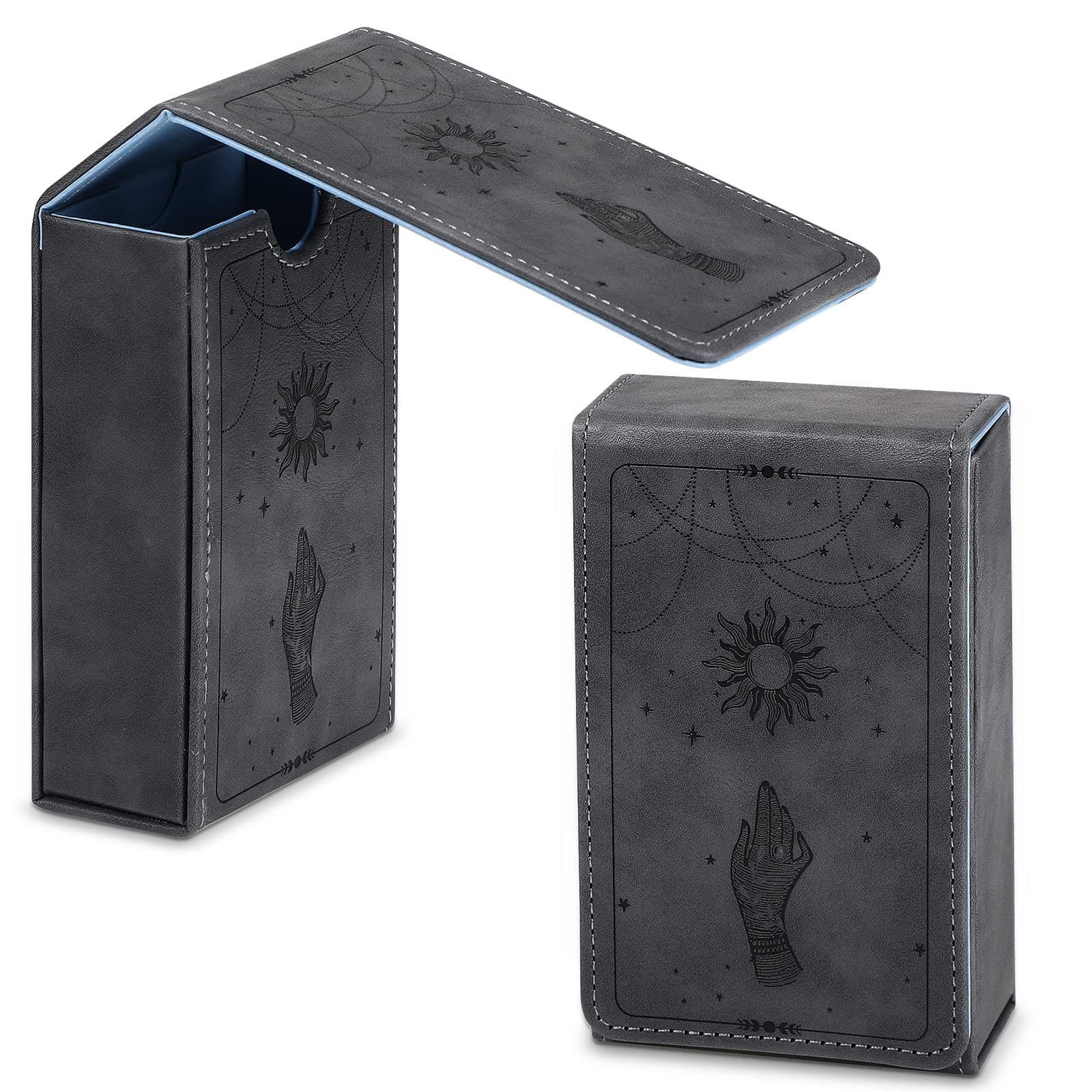 Coume PU Leather Tarot Cards Case Moon Design Playing Cards Holder Tarot Deck Protective Case for Most Standard Size Playing Gothic Oracle(Sun Style)