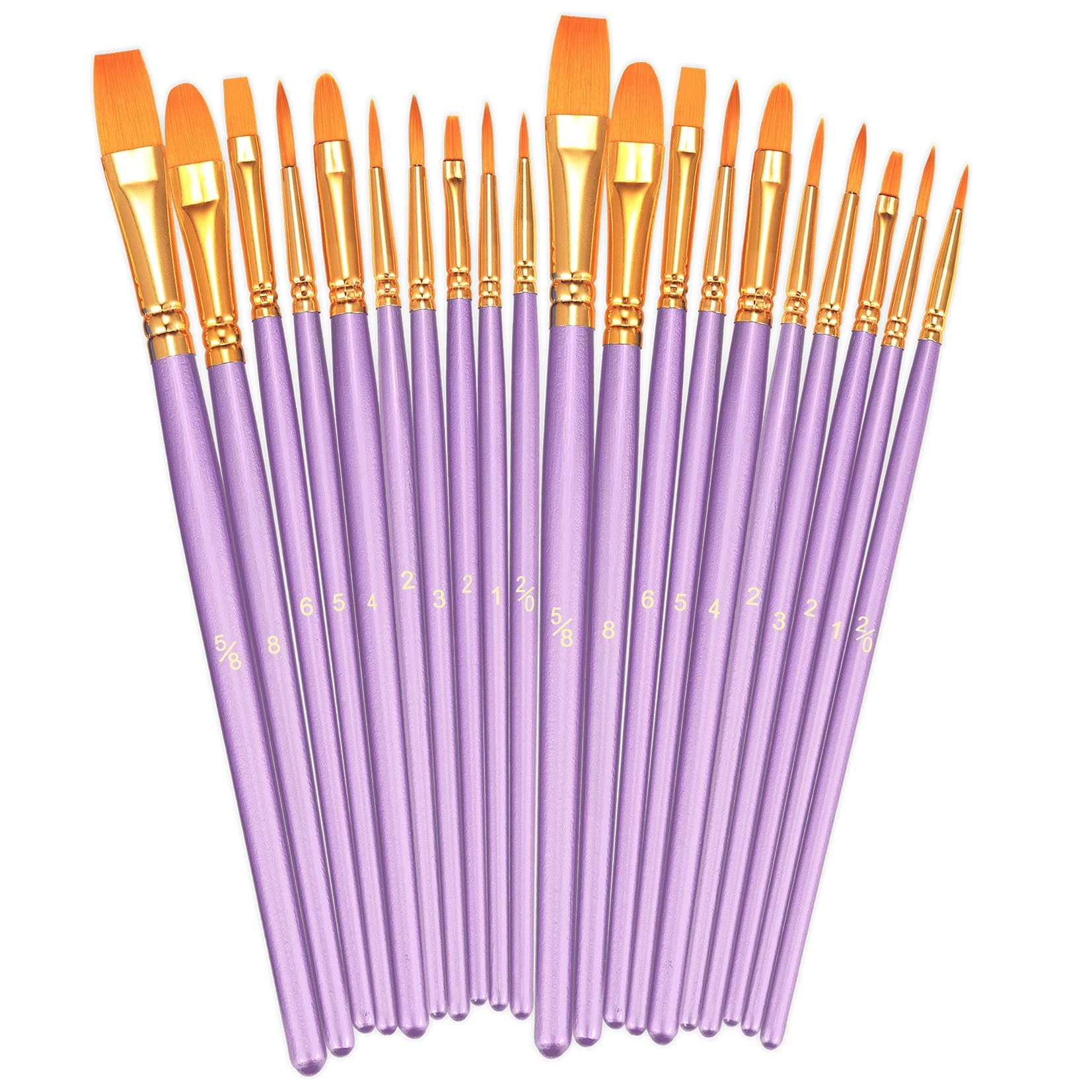 BOSOBO Paint Brushes Set, 2 Pack 20 Pcs Round Pointed Tip Paintbrushes Nylon Hair Artist Acrylic Paint Brushes for Acrylic Oil Watercolor, Face Nail Art, Miniature Detailing & Rock Painting, Purple
