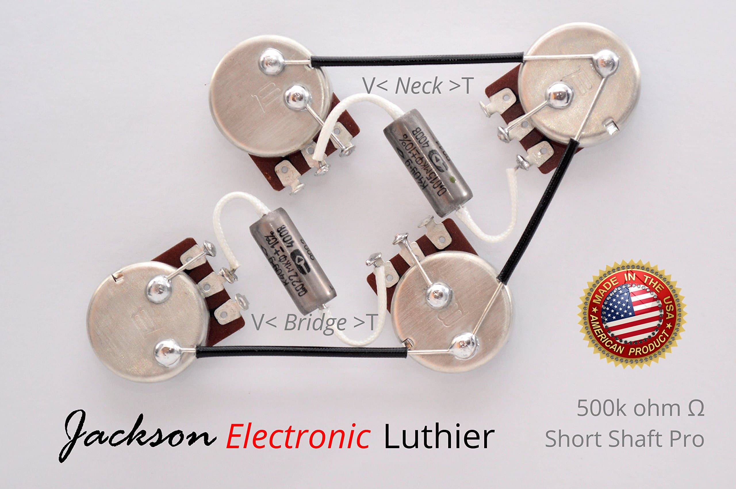 Les Paul Wiring Harness Kit Bourns Pro 500k Short Shaft .K40y-9 PIO Caps .015 uF Neck, 022uF Bridge