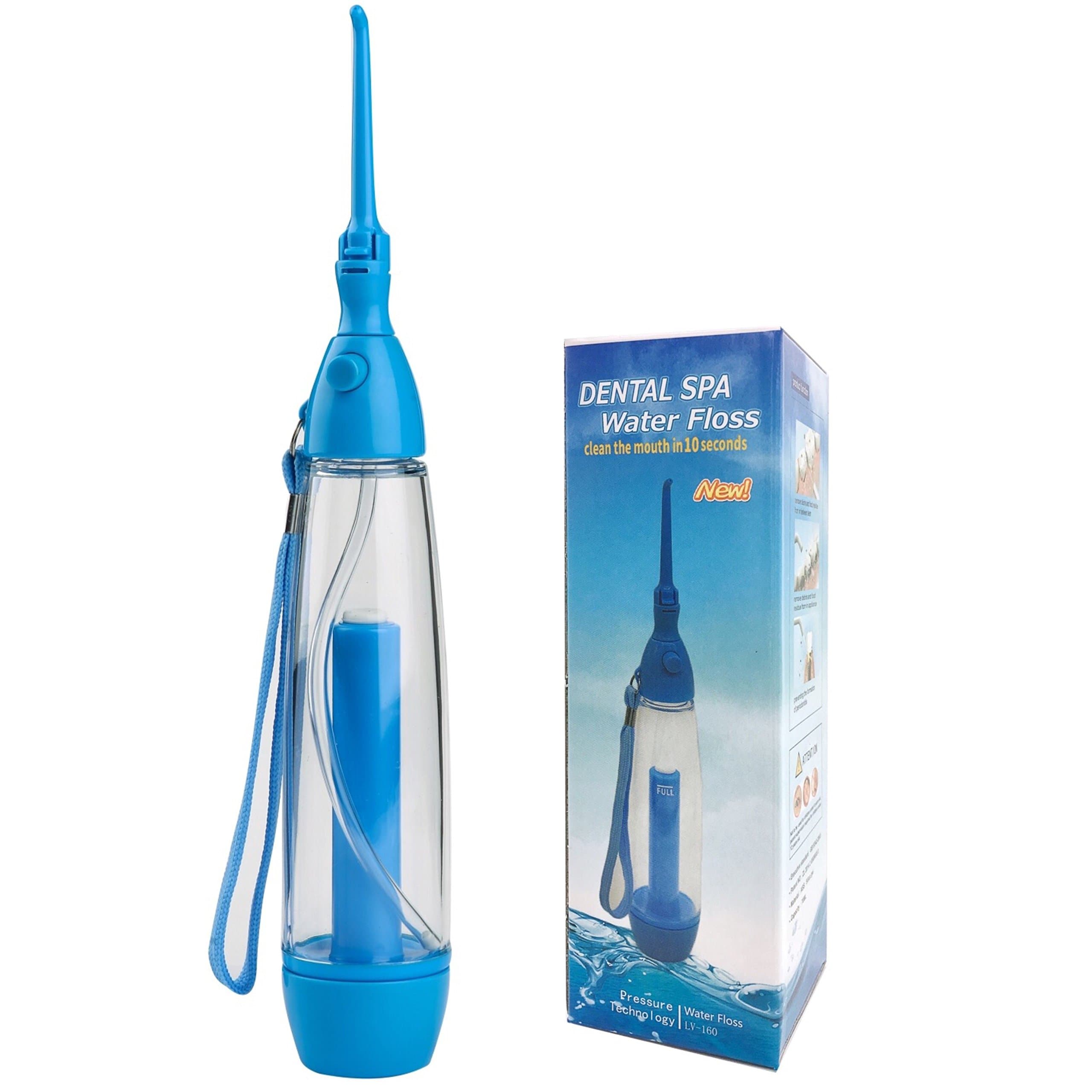 Dental Care Water Jet Oral Irrigator Flosser, 90ml Portable Tooth SPA Air Pressure Teeth Cleaner for Travel (LV-160 Blue)