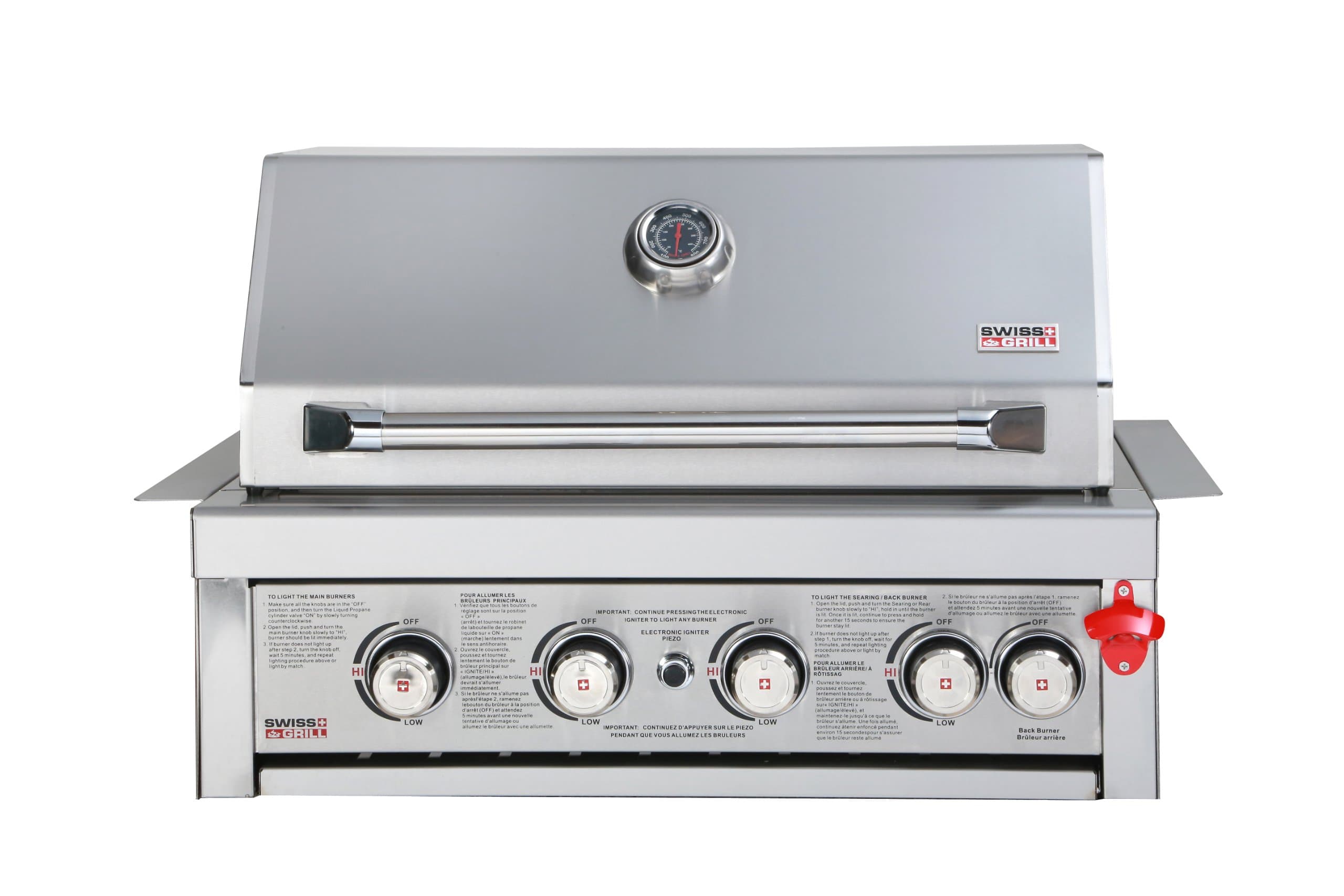 Built-In 460, Zurich Series All Stainless Steel 4 Burner Unit, Infrared Rear Burner and Rotisserie Kit