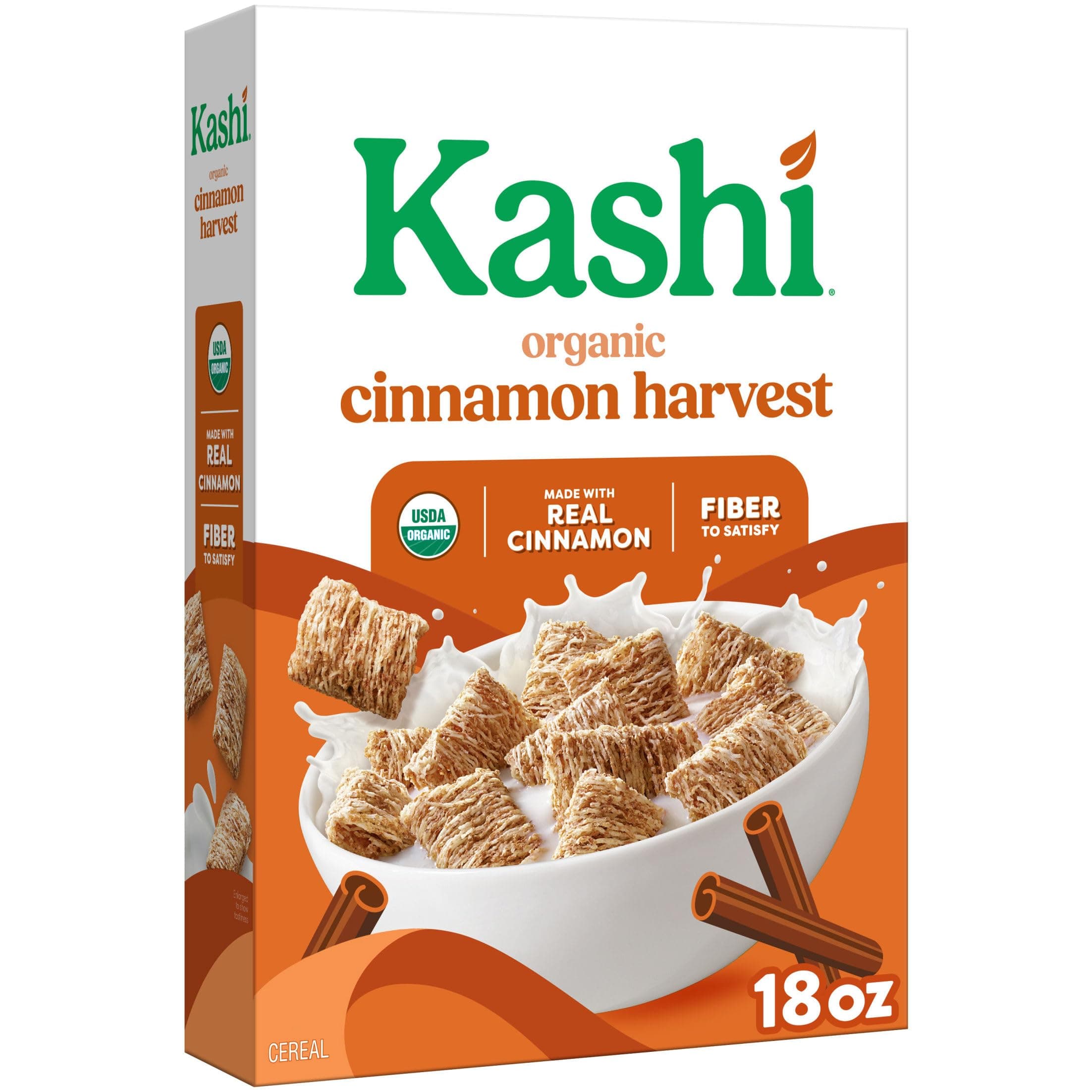 Kashi Breakfast Cereal, Organic, Whole Grain, Cinnamon Harvest, 18oz Box (1 Box)