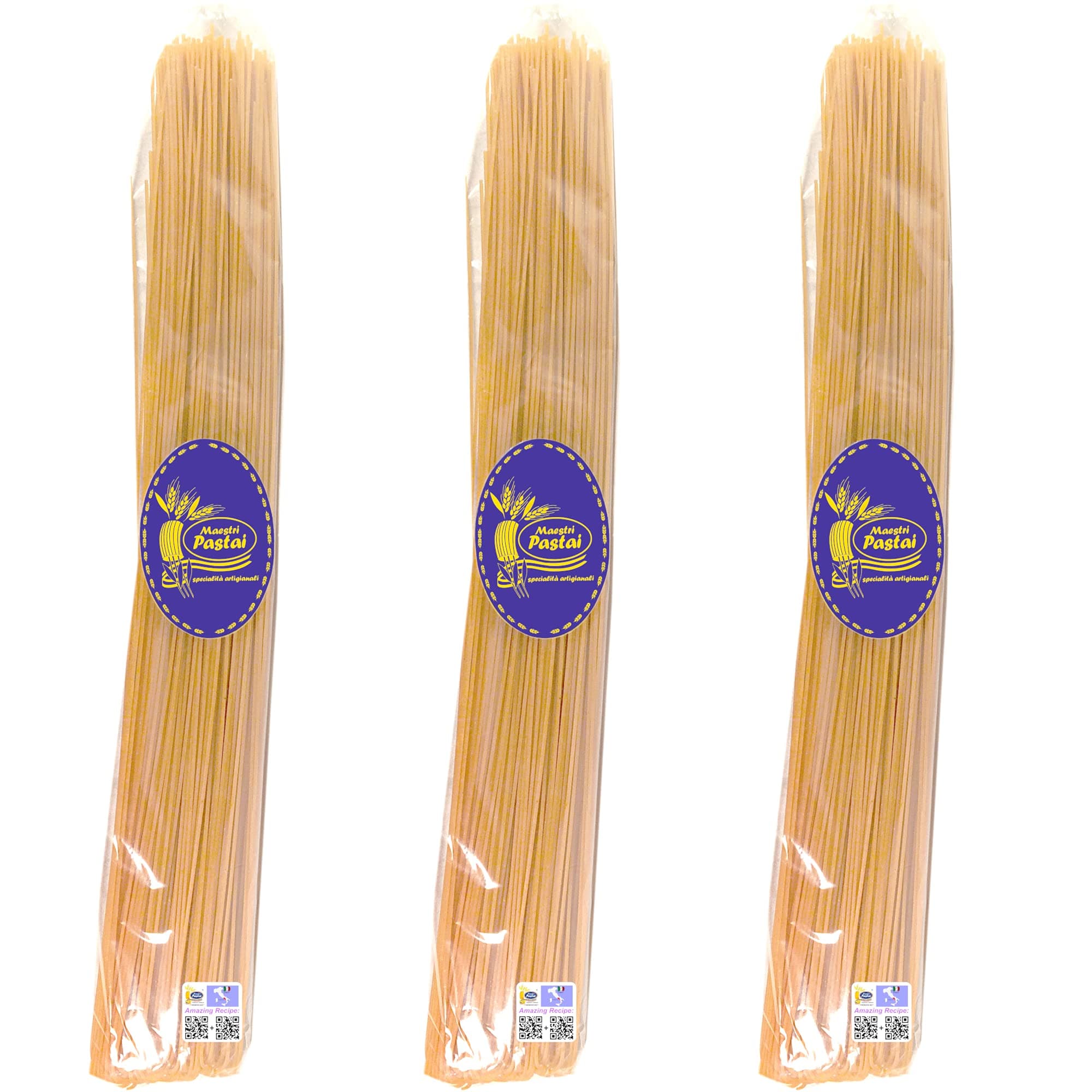 Maestri Pastai, Extra Long Spaghetti Al Pepperoncino (No. 5 "Classic Spaghetti") Italian Pasta, Series 42", Premium Quality Imported from Mercato San Severino, Italy, 17.66 oz (1.1 lbs) (Pack of 3)