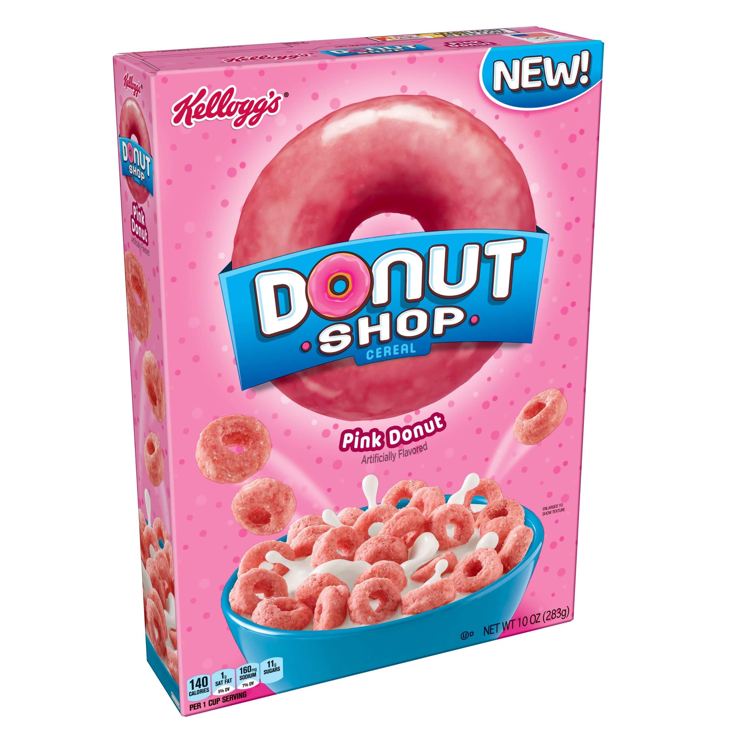 Kellogg's Donut Shop Breakfast Cereal, Pink Donuts, 10 oz