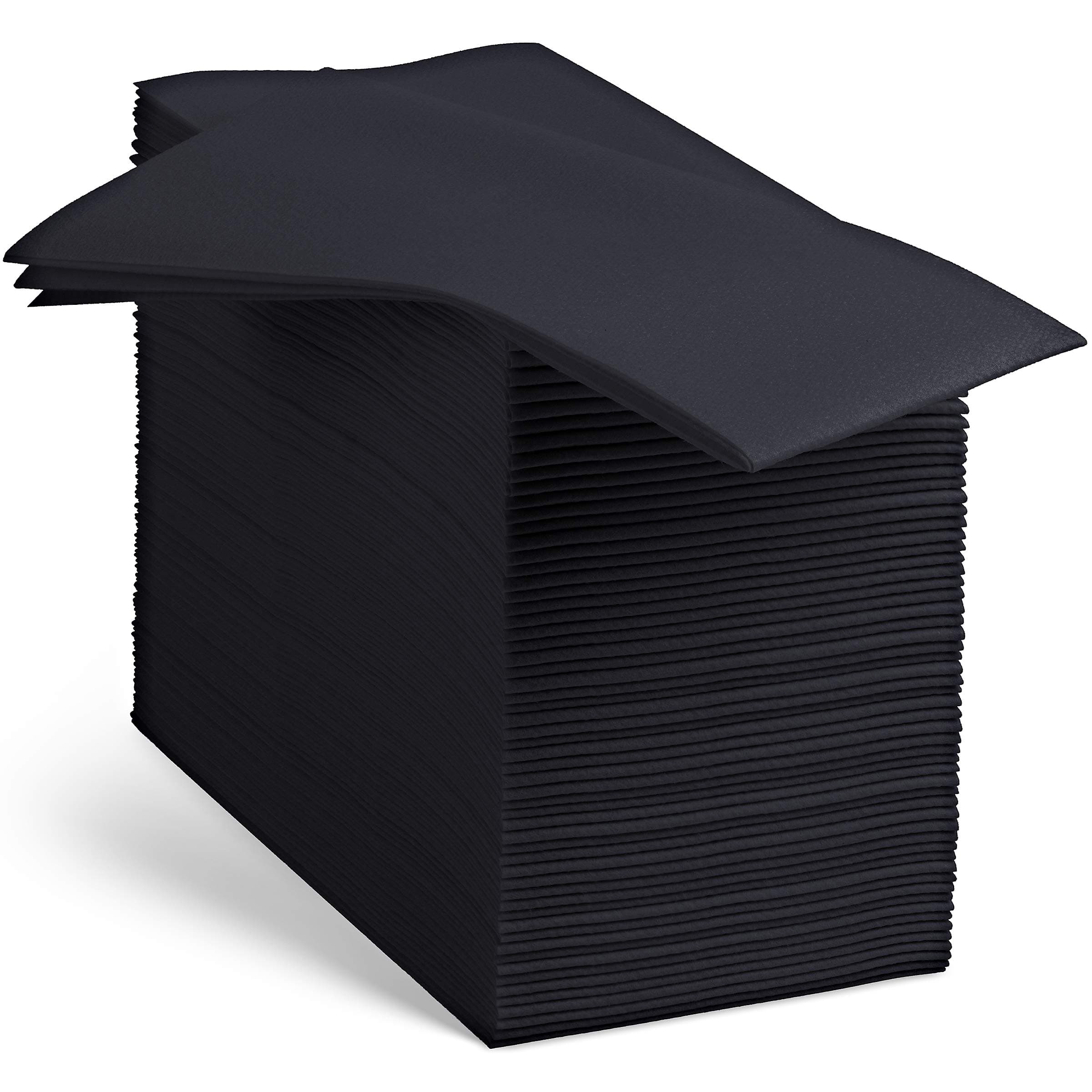 100 Linen-Feel Black Paper Napkins - Decorative Cloth-Like Black Dinner Napkins - Soft And Absorbent. For Kitchen, Party, Wedding, Bathroom Or Any Occasion. (Pack of 100)