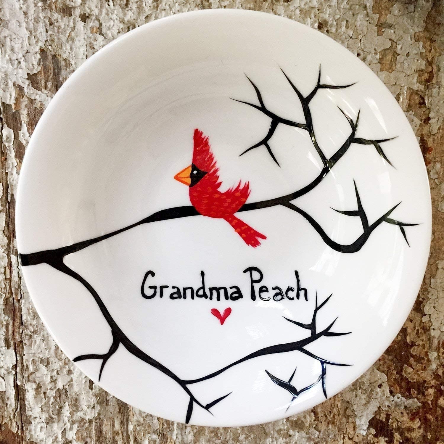 Personalized Cardinal Ring Dish, Personalized Jewelry Dish, Jewelry Holder, Christmas Cardinals
