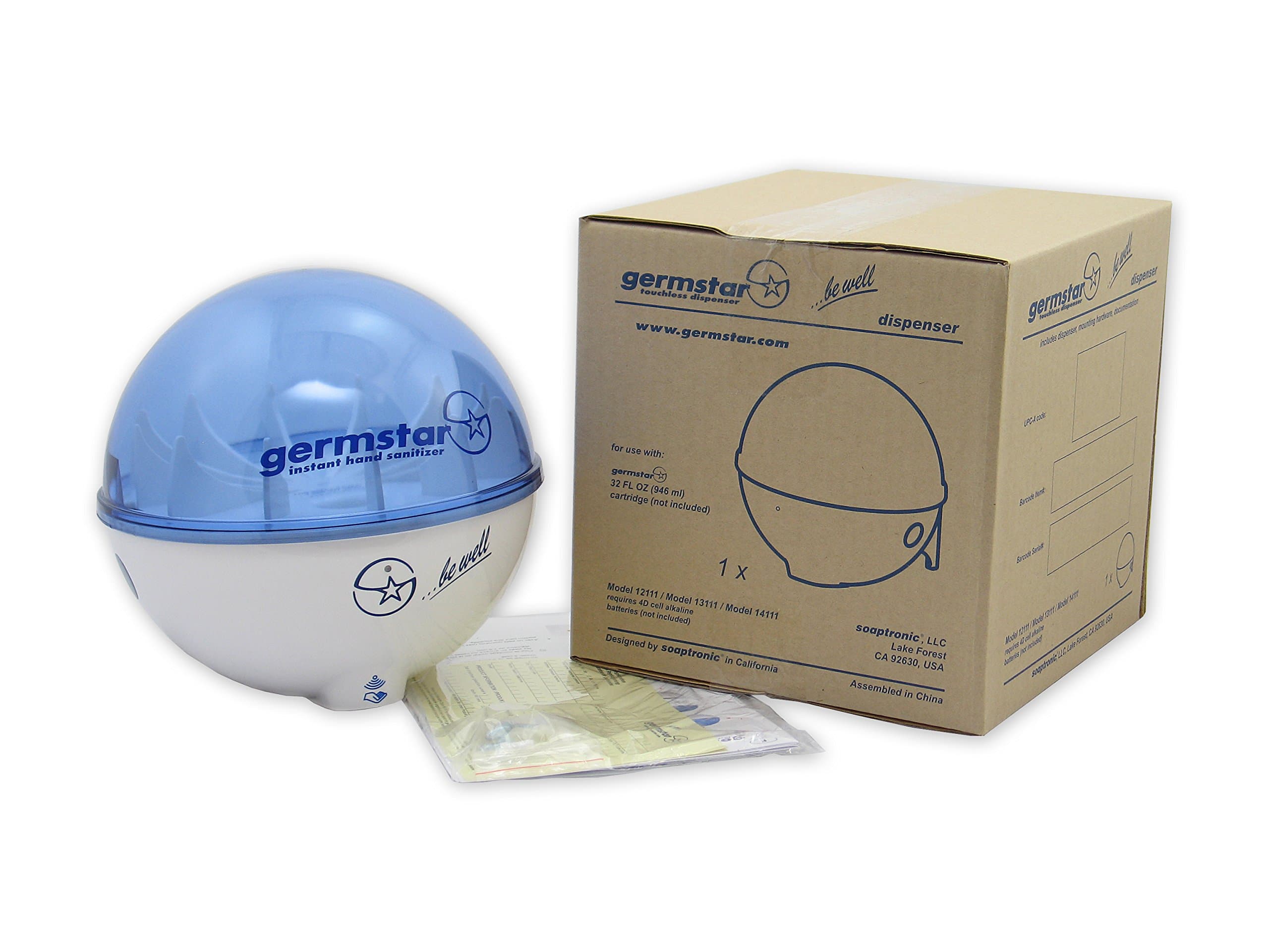 GermStar 12111WH Dispenser Globe, White/Blue
