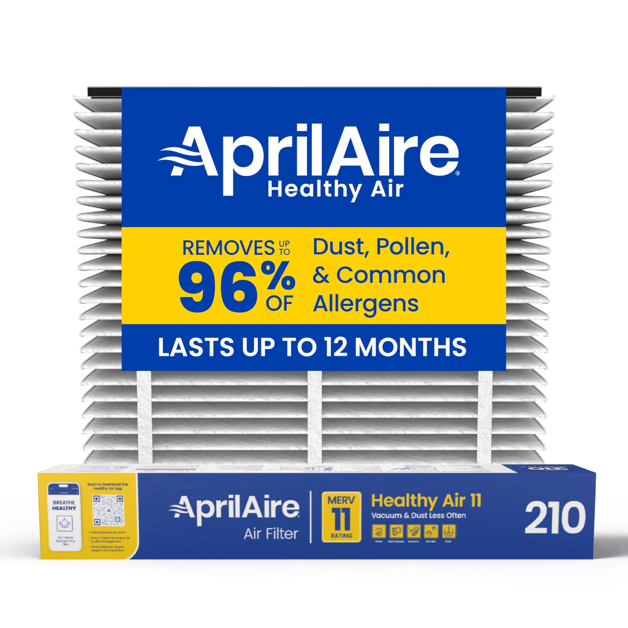 AprilAire 210 Replacement Filter for AprilAire Whole House Air Purifiers - MERV 11, Clean Air & Dust, 20x25x4 Air Filter (Pack of 1)