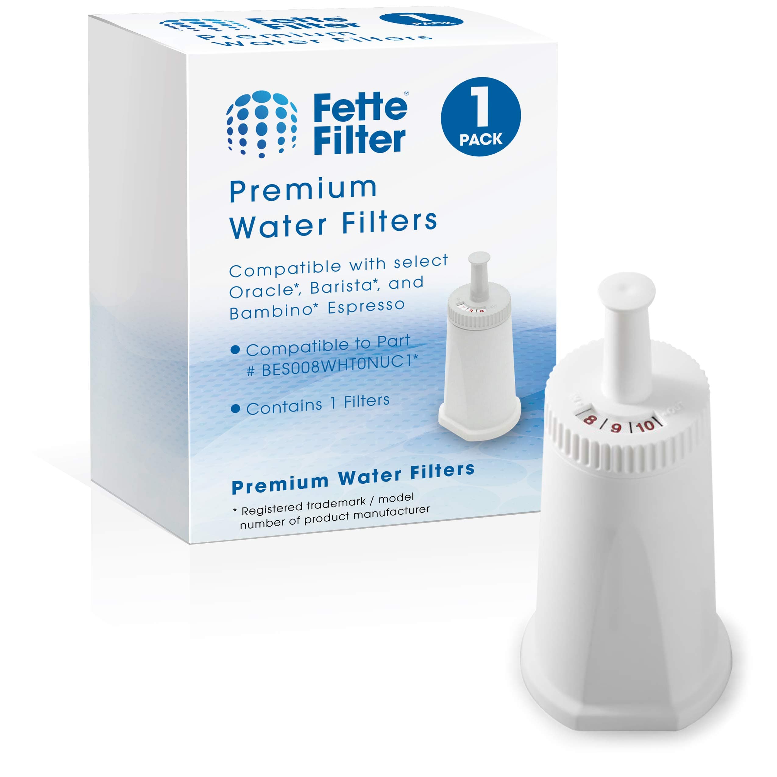 Fette Filter - Replacement Water Filter Compatible with Breville Claro Swiss For Oracle, Barista & Bambino Coffee Machines - Compare to Part #BES008WHT0NUC1 - (Pack of 1)